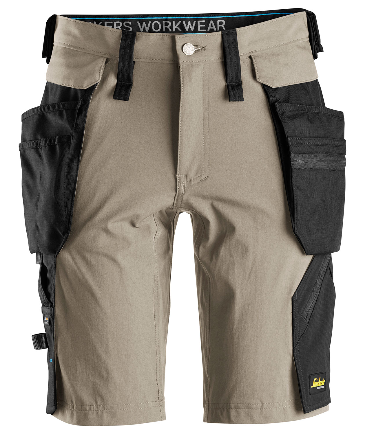 Snickers LiteWork h&aring;ndverkershorts 6108 full stretch, Khaki/Svart, Khaki/Svart, swatch