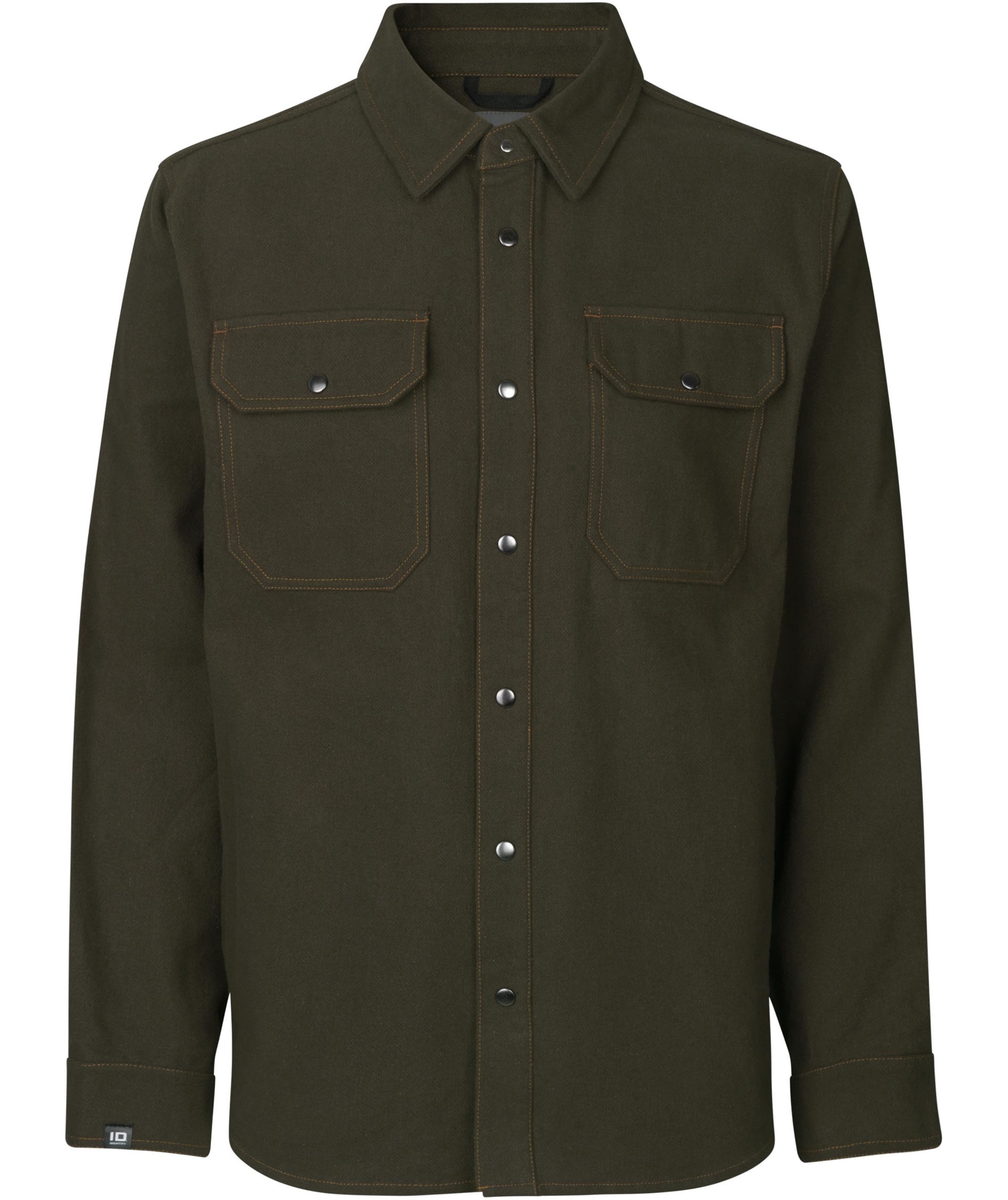 ID Modern fit flannelskjorte, Oliven