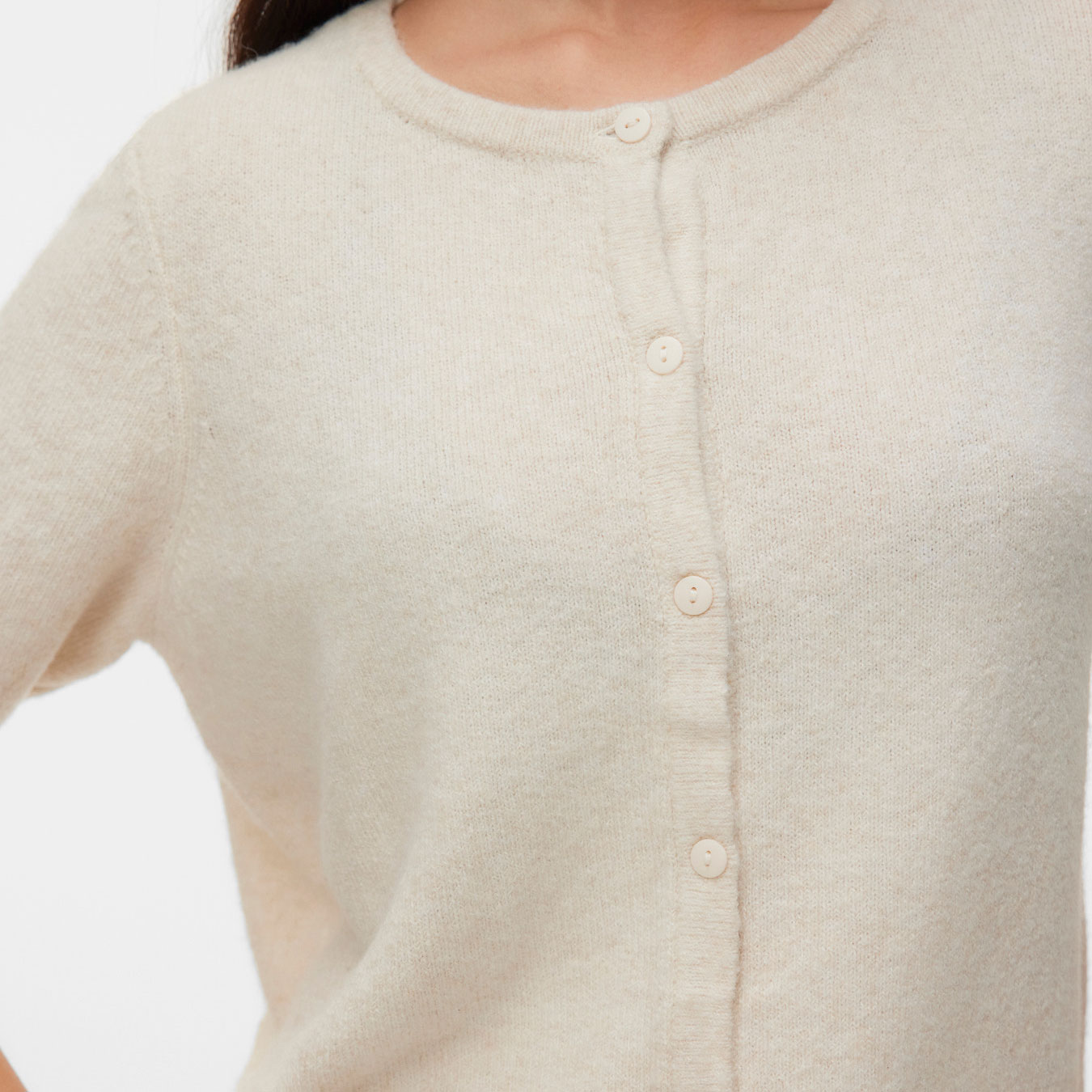 Vero Moda VMDOFFY kort&aelig;rmet dame cardigan, Birch Melange, large image number 4