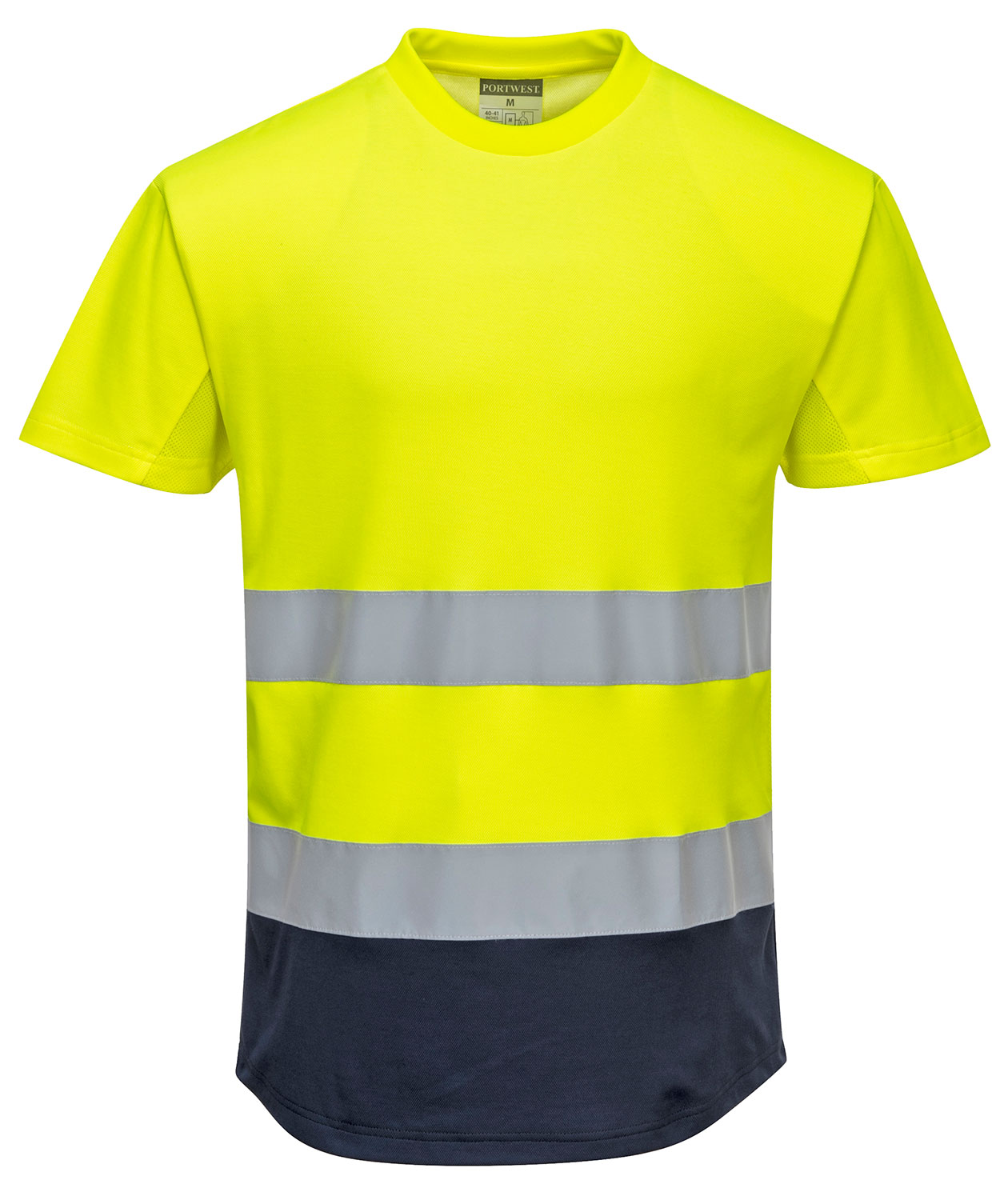 Portwest T-shirt, Varsel yellow/marinbl&aring;
