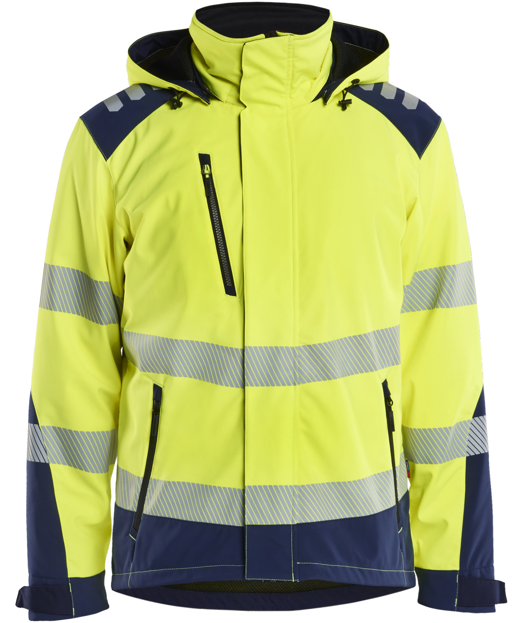 Bl&aring;kl&auml;der l&auml;ttfodrad softshelljacka, Varsel yellow/marinbl&aring;, large image number 0