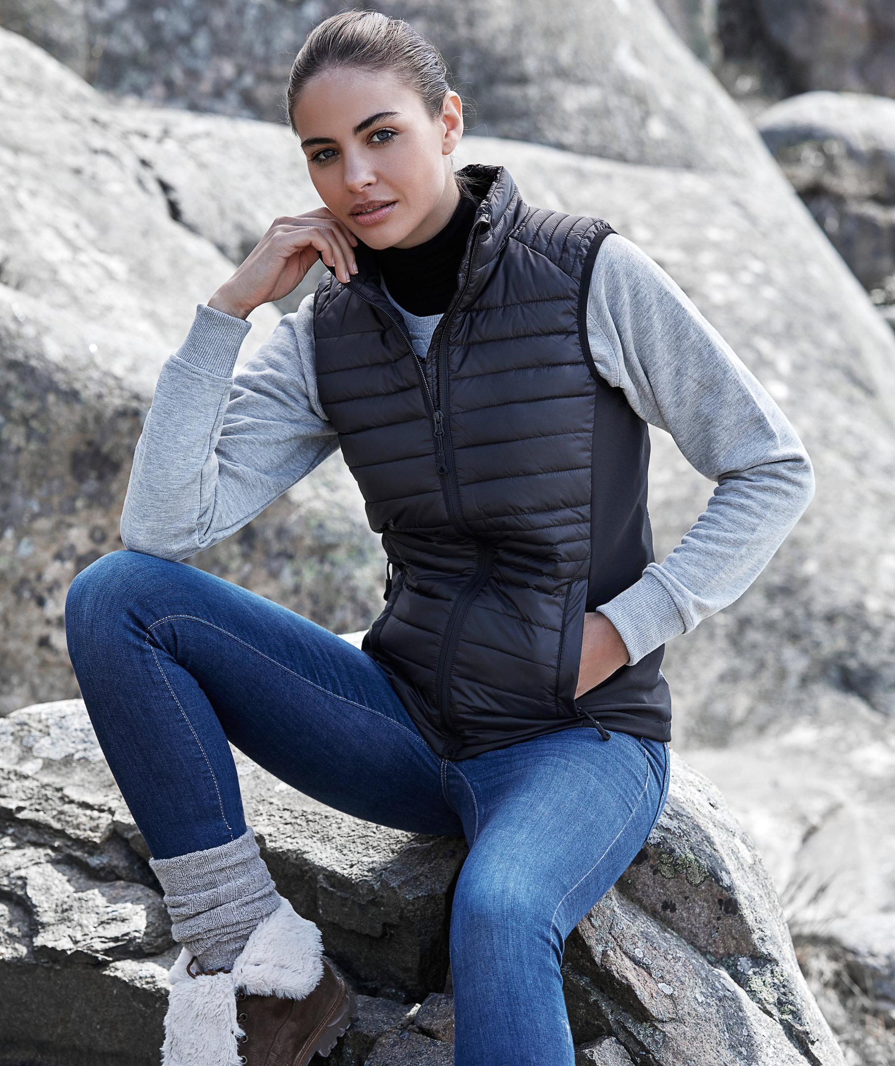 Tee Jays Crossover bodywarmer/v&auml;st, dam, Svart