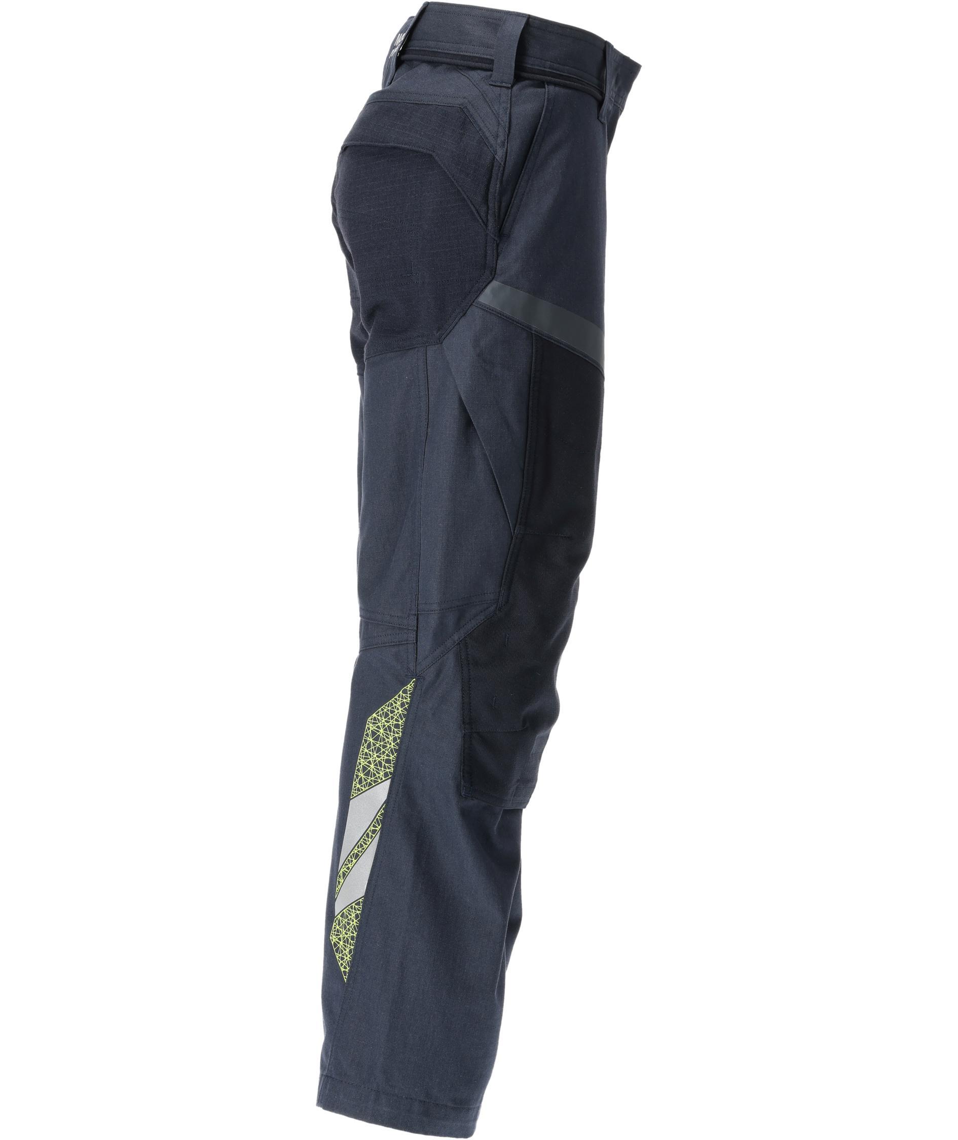 Mascot Accelerate Multisafe diamond fit dame arbeidsbukse, M&oslash;rk Marine/Hi-Vis Gul, large image number 2