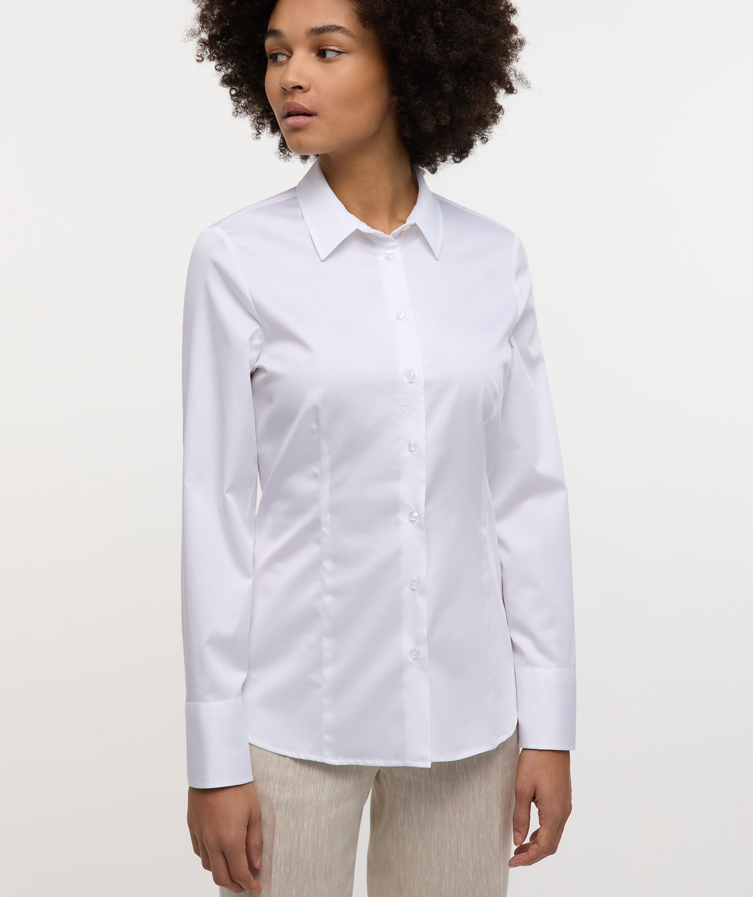 Eterna Satin slim fit Damenhemd, White, large image number 1