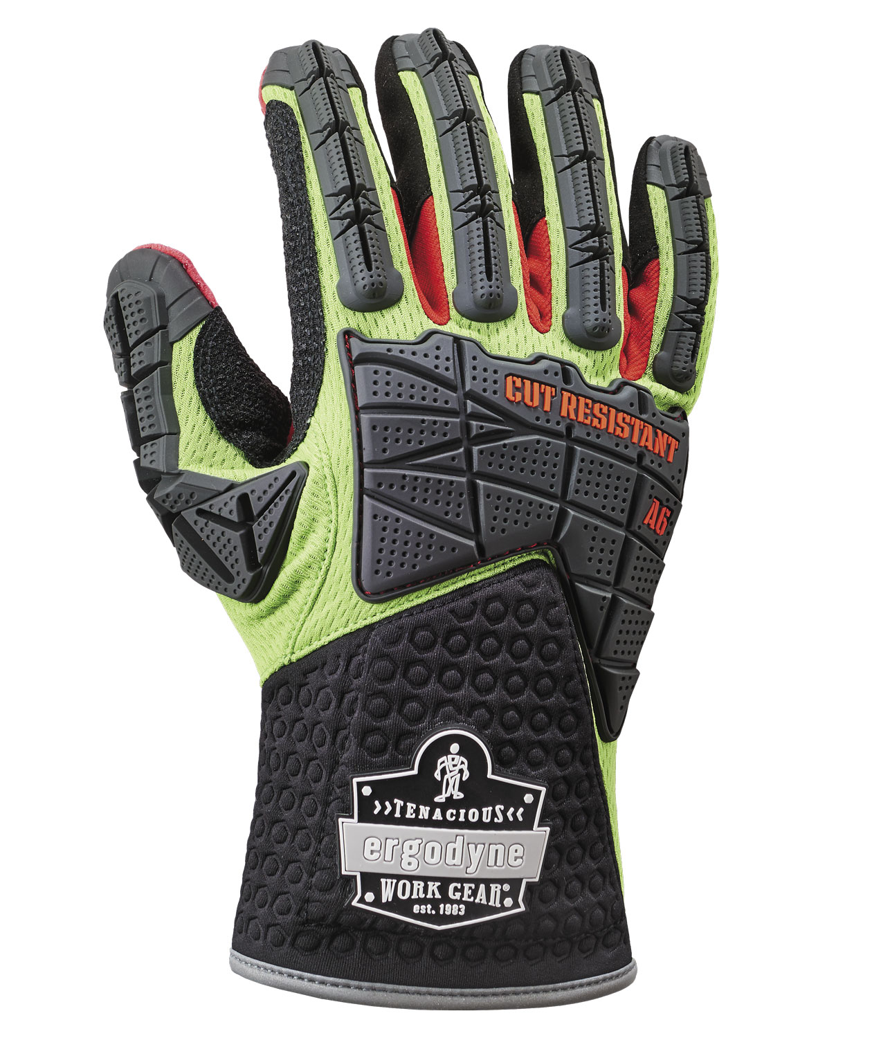 Ergodyne 925CR6 slagd&auml;mpande Cut F handskar, Lime
