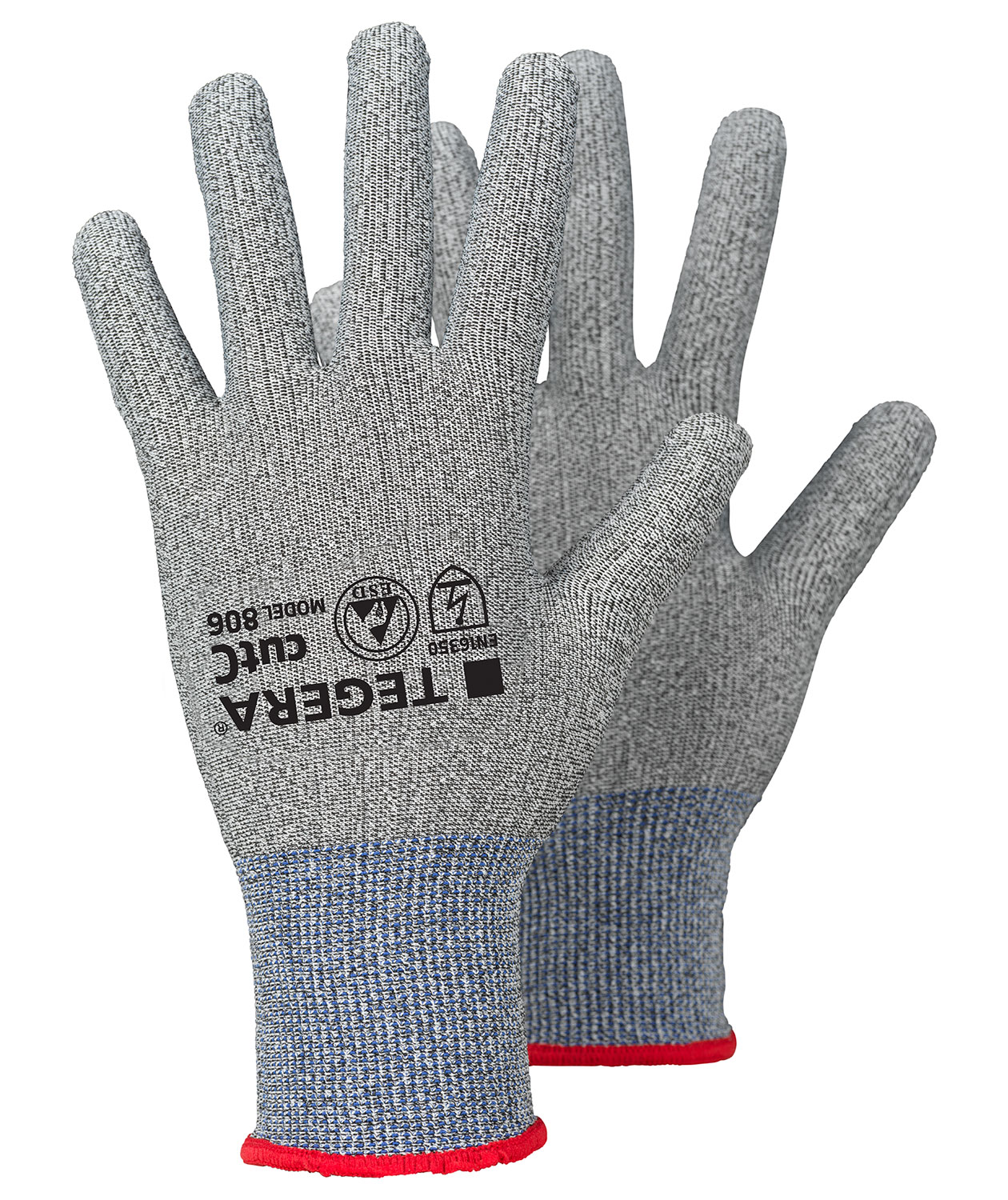 Tegera 806 ESD sk&auml;rskyddshandskar Cut C, Gr&aring;/Bl&aring;