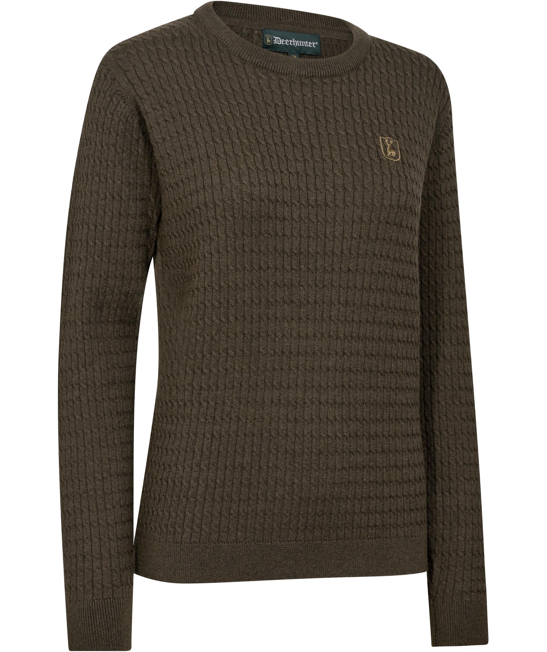 Deerhunter Harrington stickad tr&ouml;ja med merinoull dam, Brown Melange