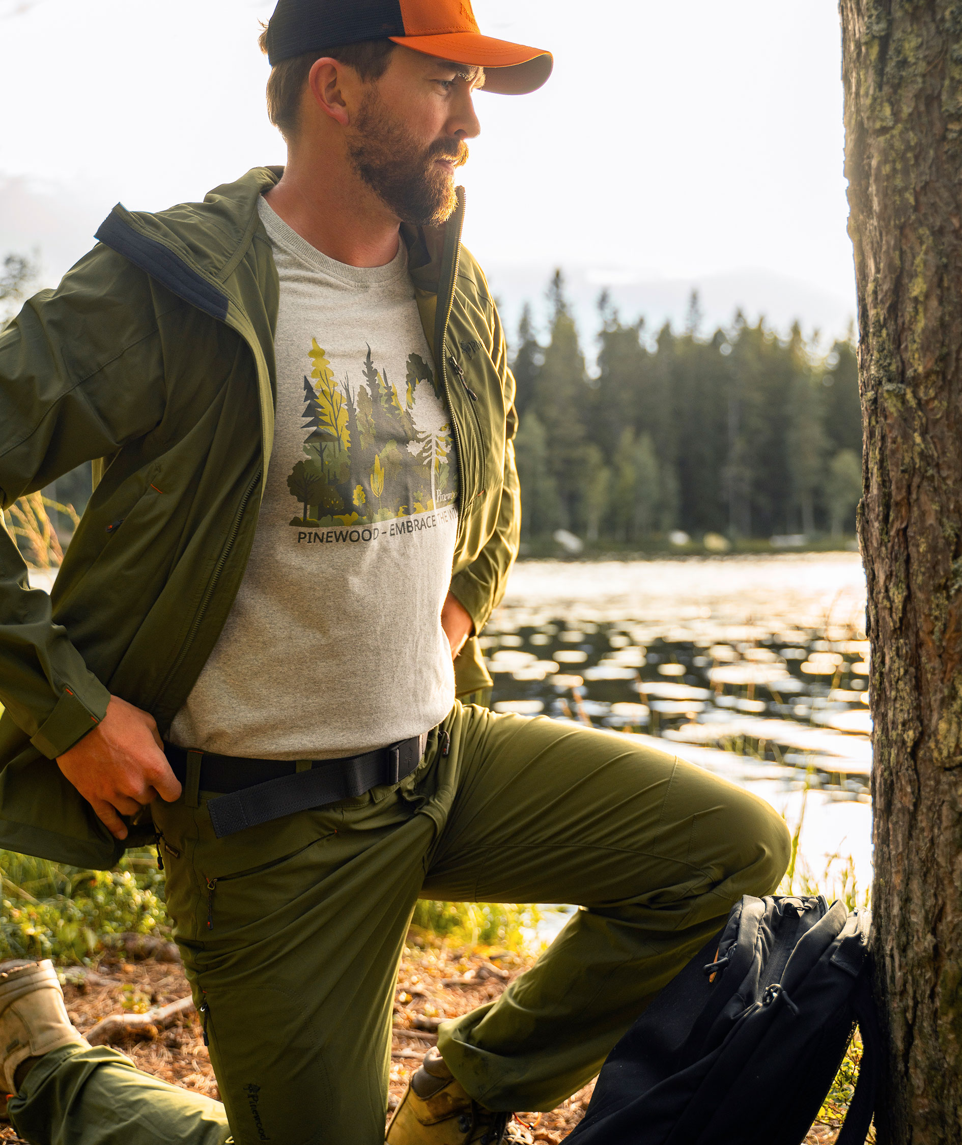 Pinewood Finnveden Recycled Outdoor T-shirt, Light Grey Melange Forest, large image number 6