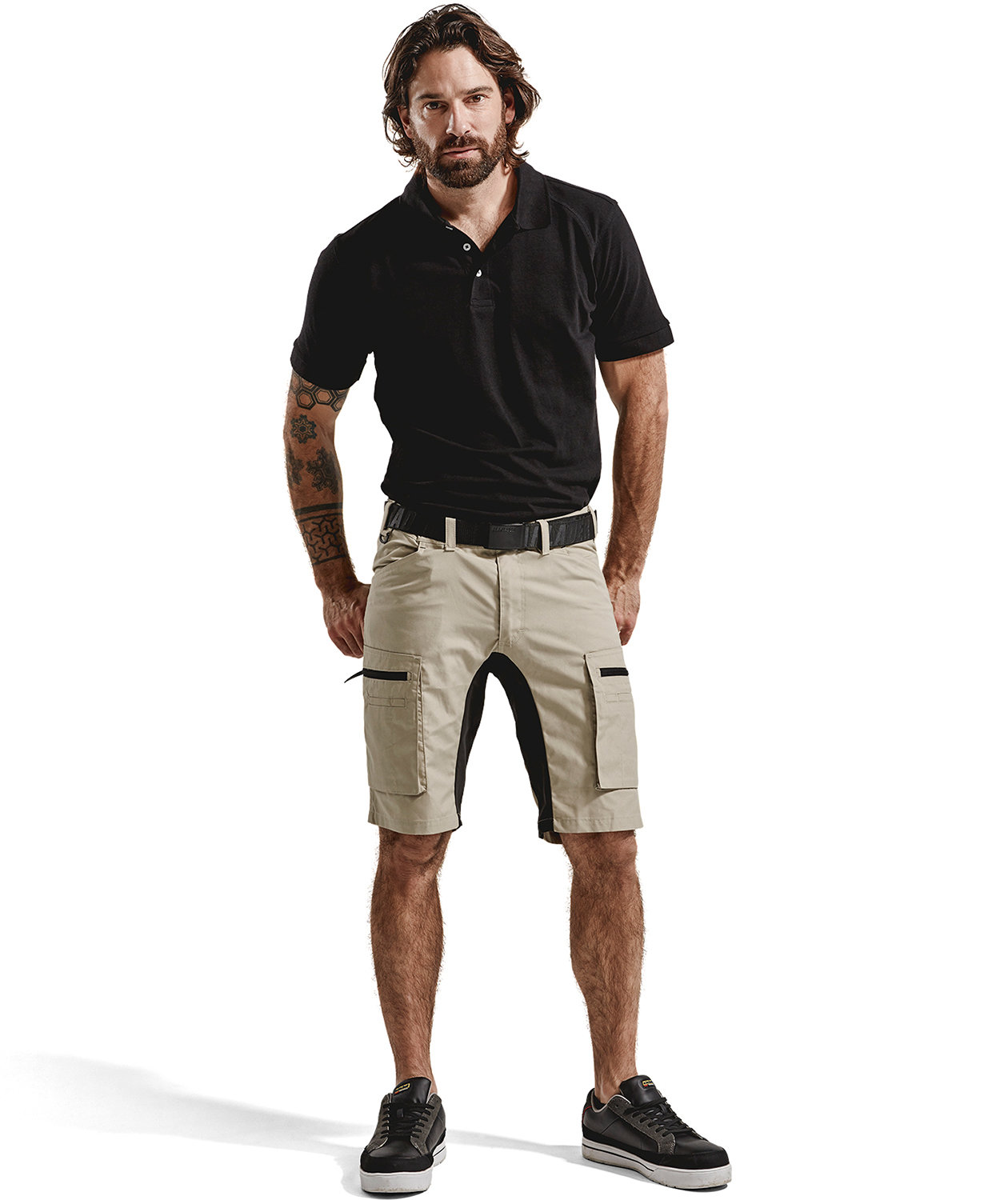 Bl&aring;kl&auml;der Unite arbejdsshorts, Sand/Sort