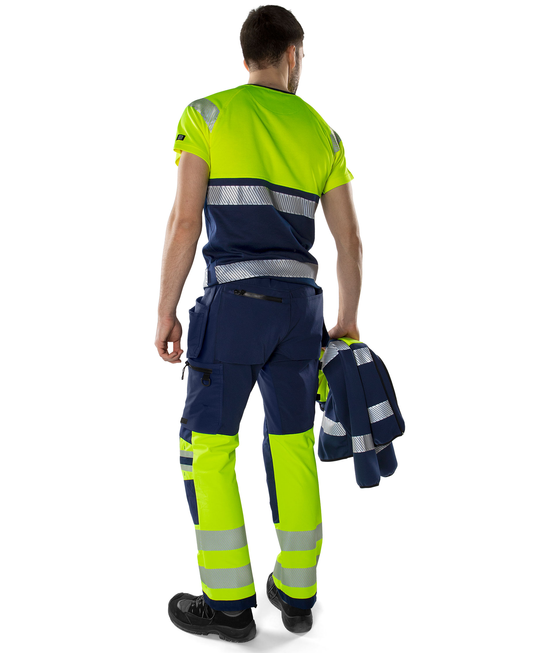 Fristads Green hantverksbyxa full stretch 2643 GSTP, Varsel gul/marinbl&aring;, large image number 3