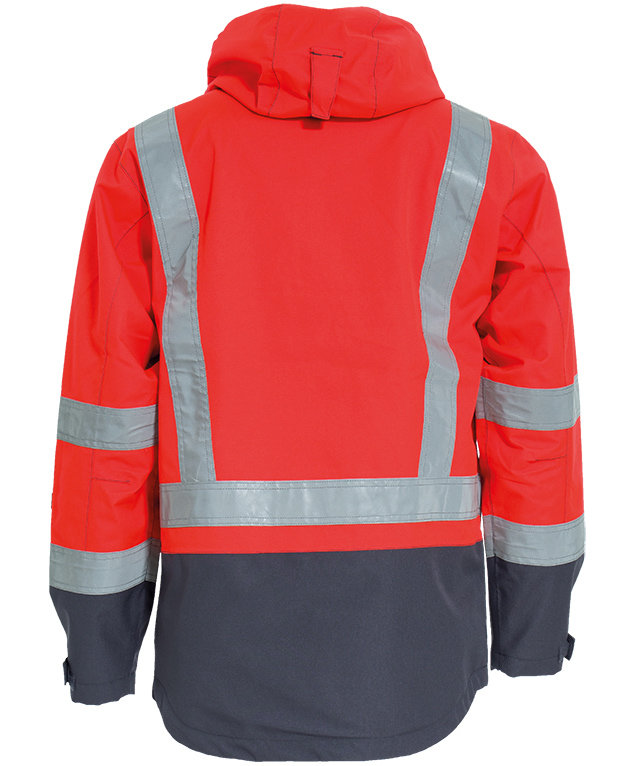 Tranemo CE-ME Shelljacke, Hi-vis rot/grau