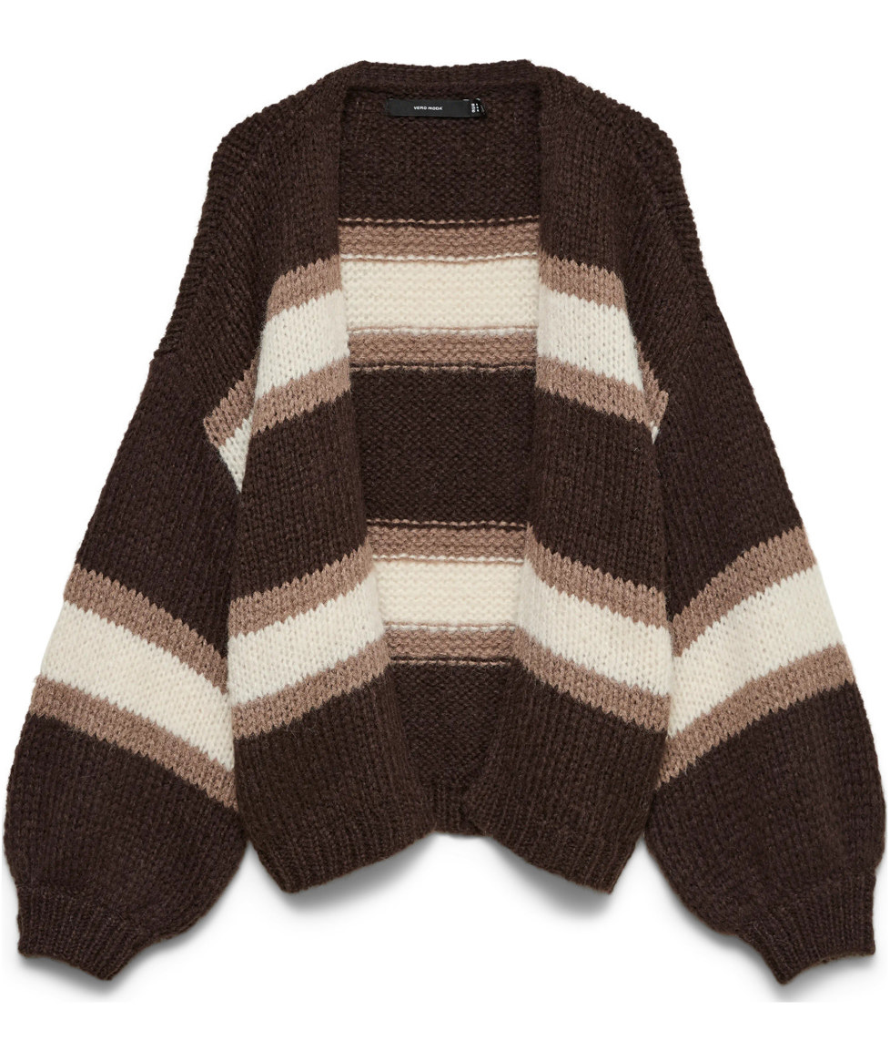 Vero Moda VMMAYBE dame strik cardigan, Chocolate Torte/Silver Mink