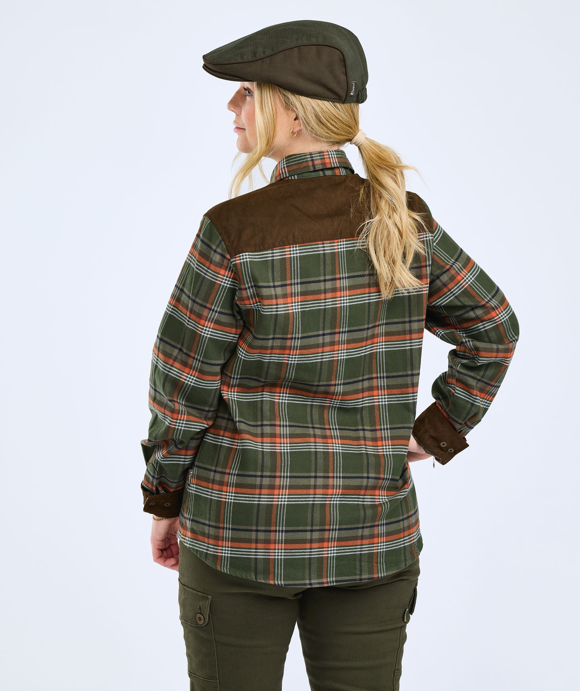 Pinewood Prestwick Exclusive dame flannelskjorte, Green/Burned Orange, large image number 3