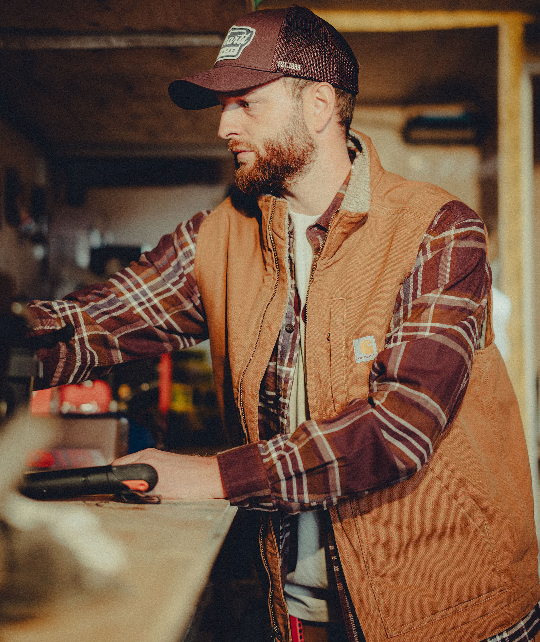 Carhartt Mock Neck vest, Carhartt Brown