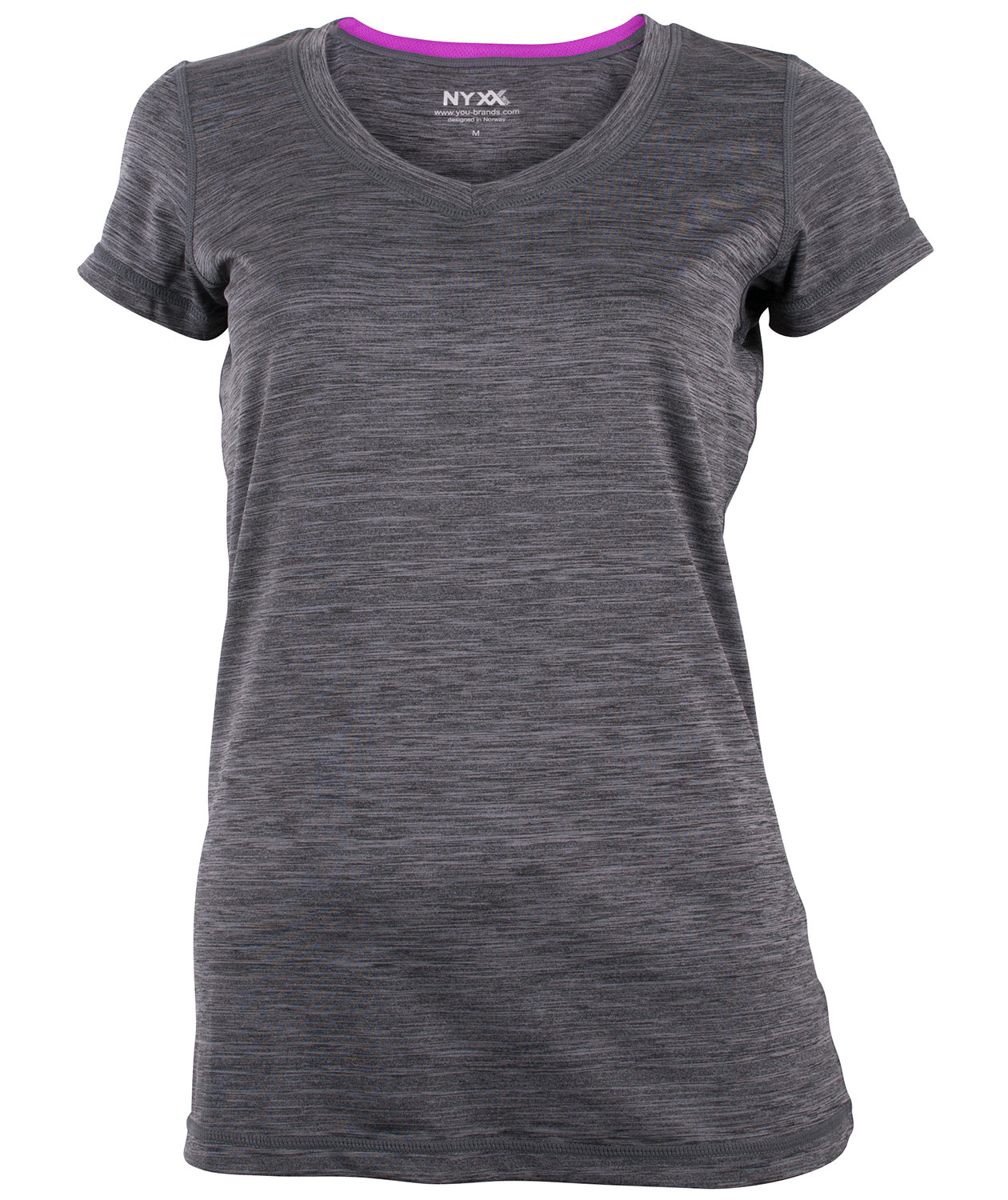 NYXX Flow dame stretch T-shirt, Karbon/bright violet