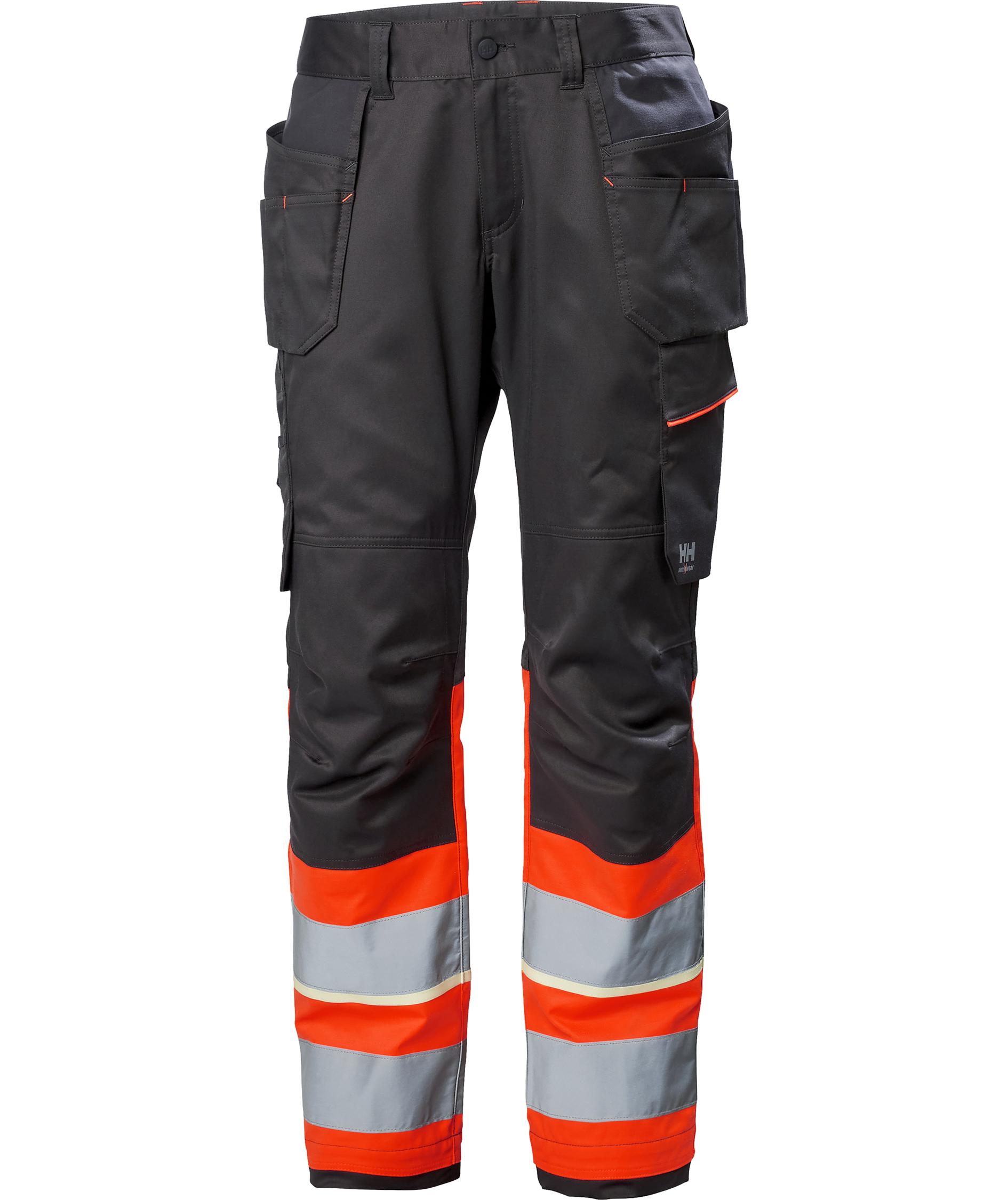 Helly Hansen UC-ME h&aring;ndverksbukse, Hi-Vis R&oslash;d/Ebony