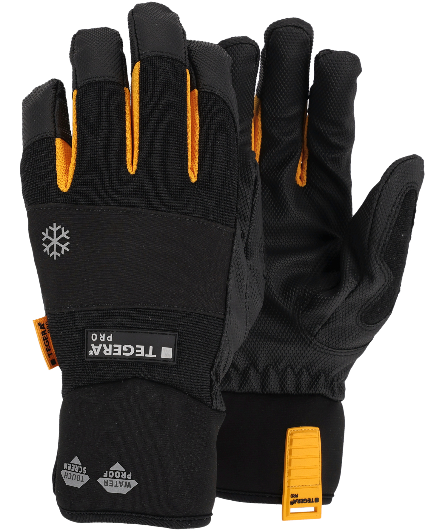 Tegera Pro 9130 vinter arbejdshandsker, Sort/gr&aring;/orange