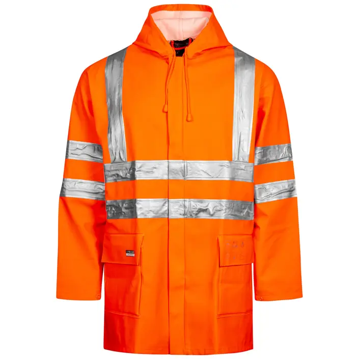 Hamishkane Herren Regenjacke mit reflektierendem Band und hoher Sichtbarkeit, Arbeitskleidung, Sicherheits-Regenjacke, Neon Orange / Marineblau, S Hamishkane Herren Regenjacke mit reflektierendem Band und hoher Sichtbarkeit, Arbeitskleidung, Sicherheits-Regenjacke, Neon Orange / Marineblau, S