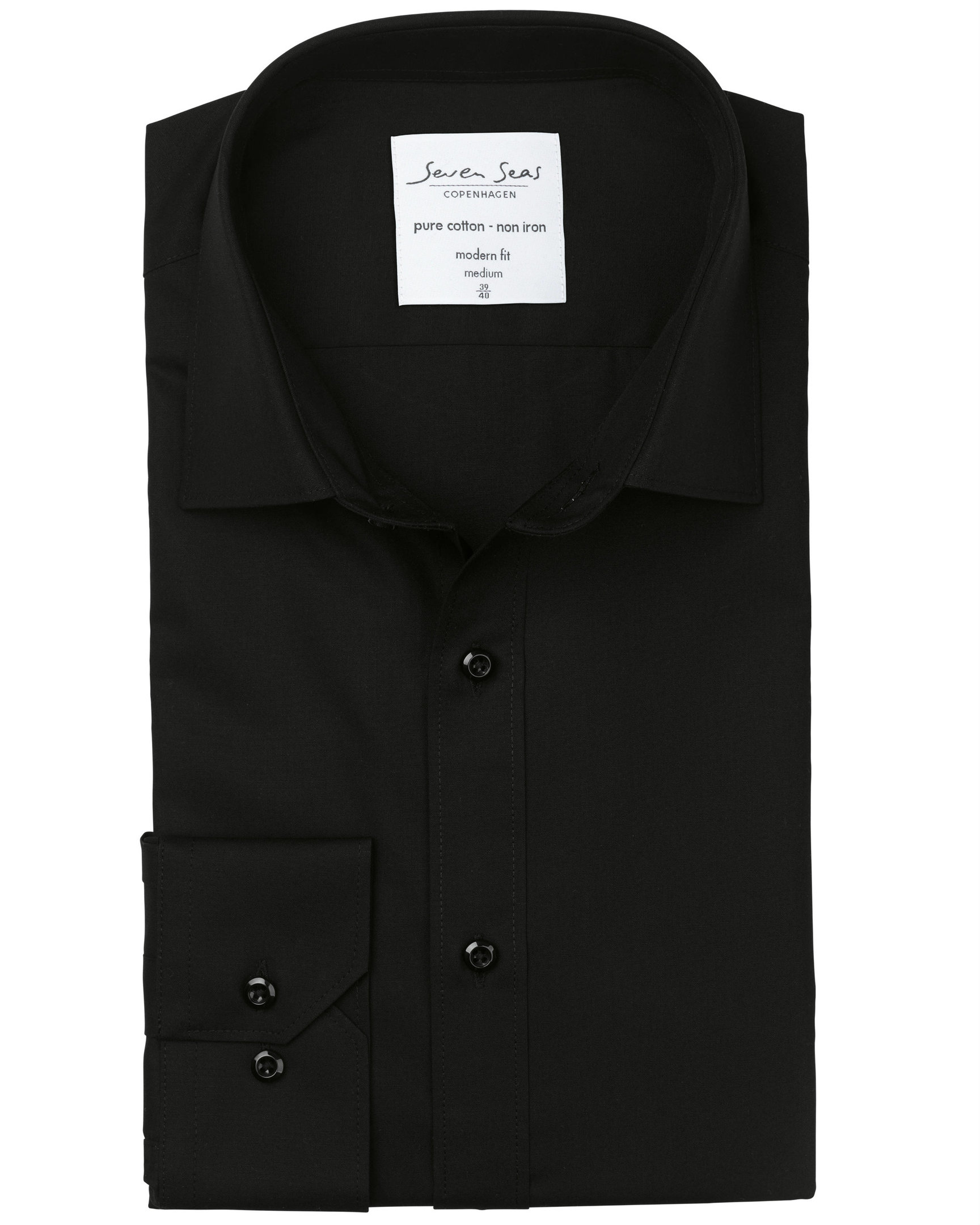 Seven Seas modern fit Fine Twill skjorta, Svart, large image number 4