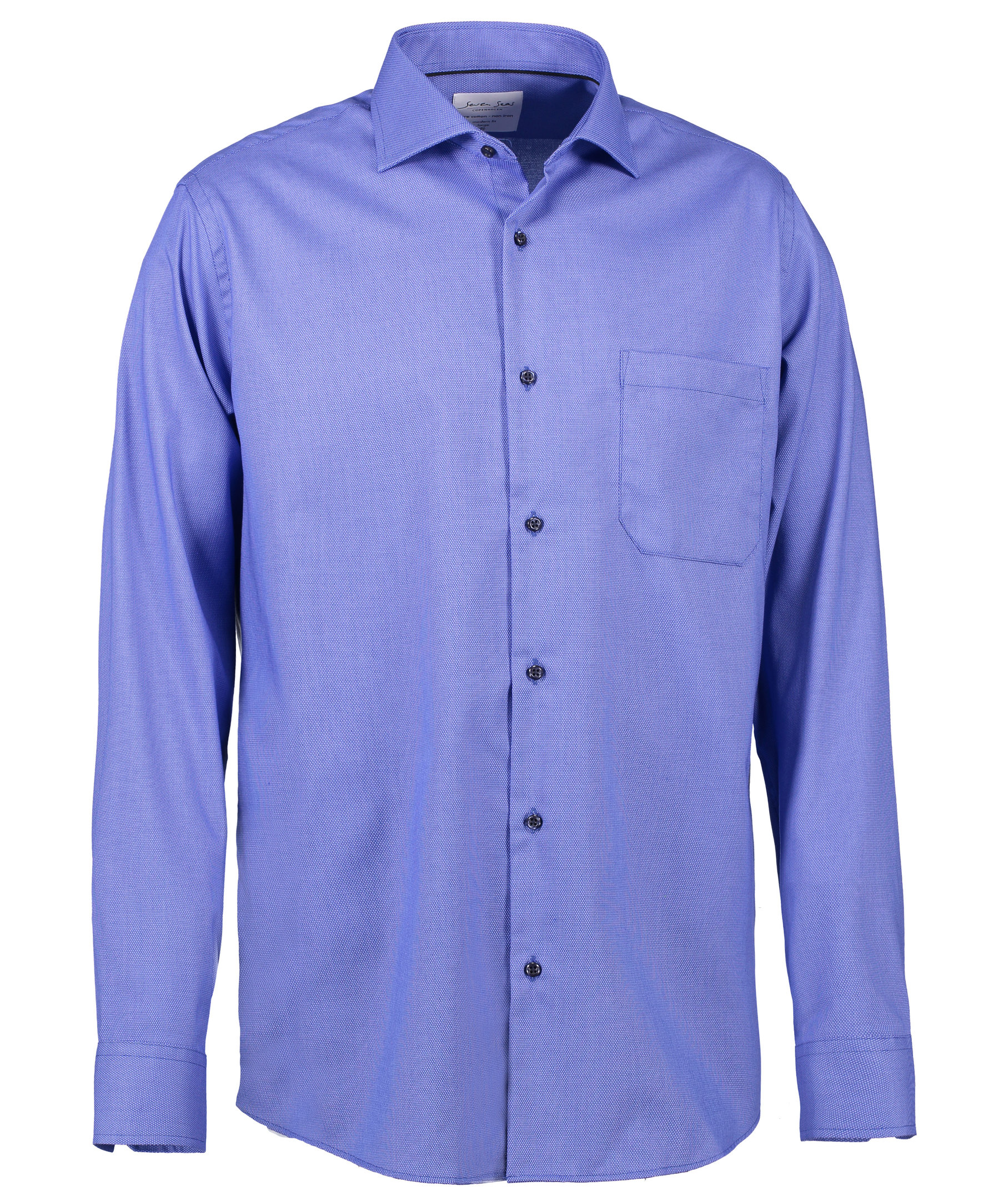 Seven Seas Dobby Royal Oxford modern fit skjorta med br&ouml;stficka, Fransk Bl&aring;, large image number 2