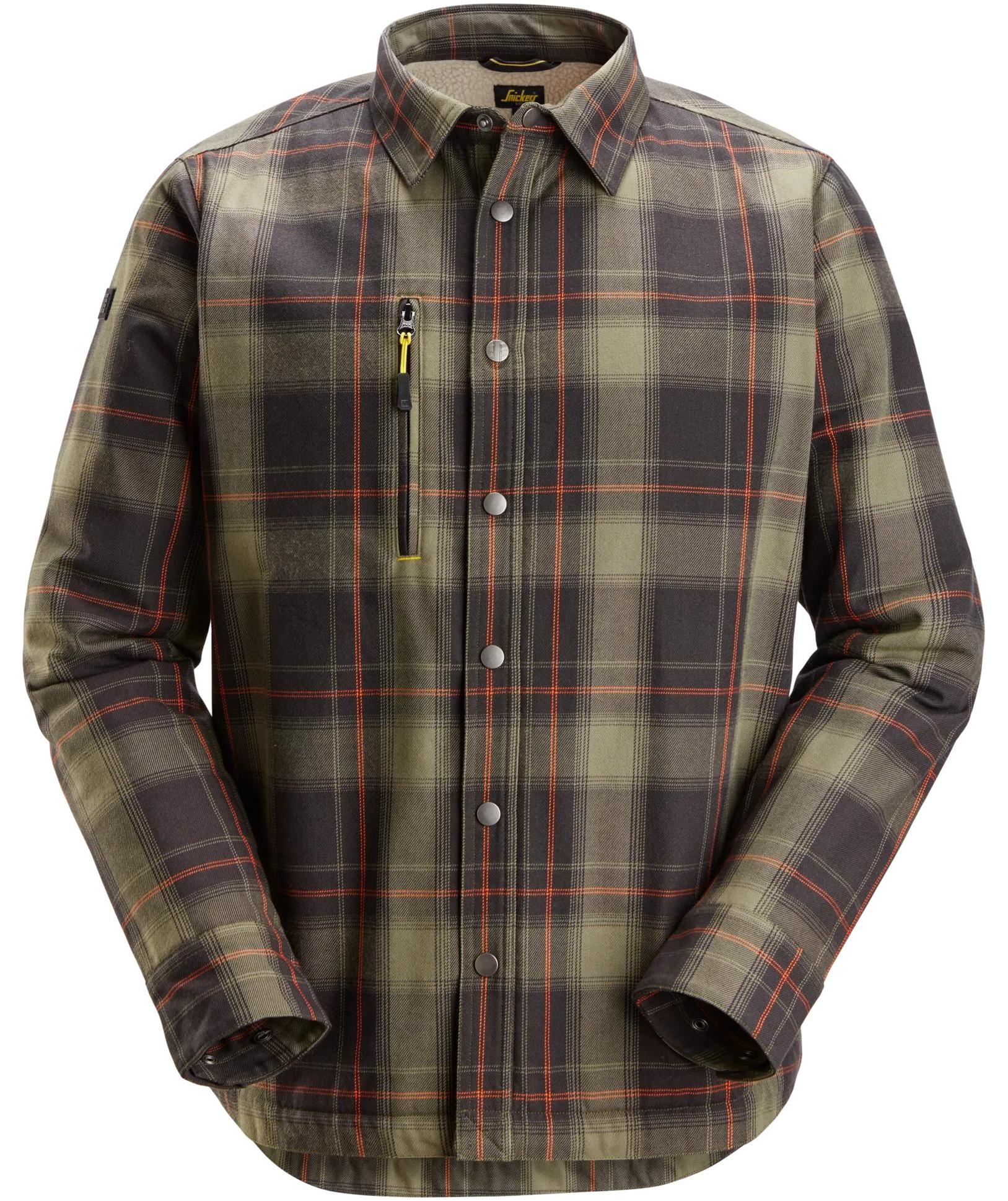 Snickers AllroundWork flanellskjorta jacka 8522, Khaki Green/Black