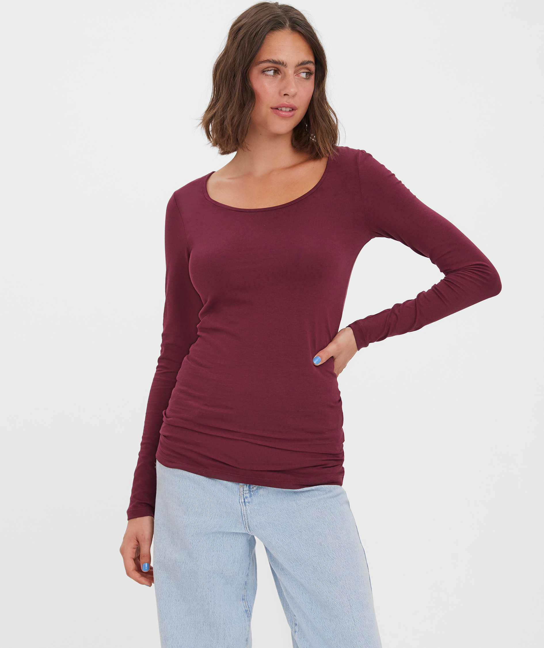 Vero Moda VMMAXI MY SOFT l&aring;ng&auml;rmad l&aring;ng T-shirt dam, Winetasting