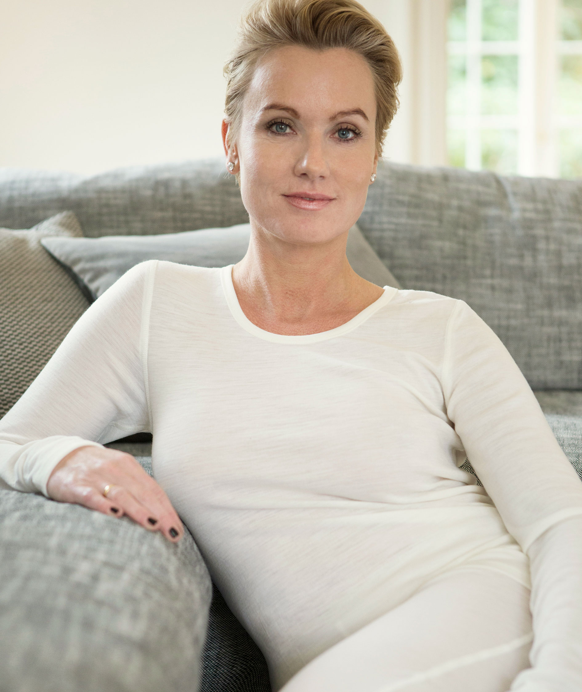 Joha Marie l&aring;ng&auml;rmad underst&auml;llstr&ouml;ja med merinoull dam, Vit, large image number 2