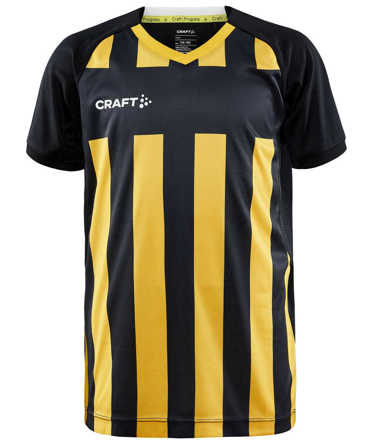 Craft Progress 2.0 Stripe Jersey T-shirt till barn, Sweden Yellow/Svart