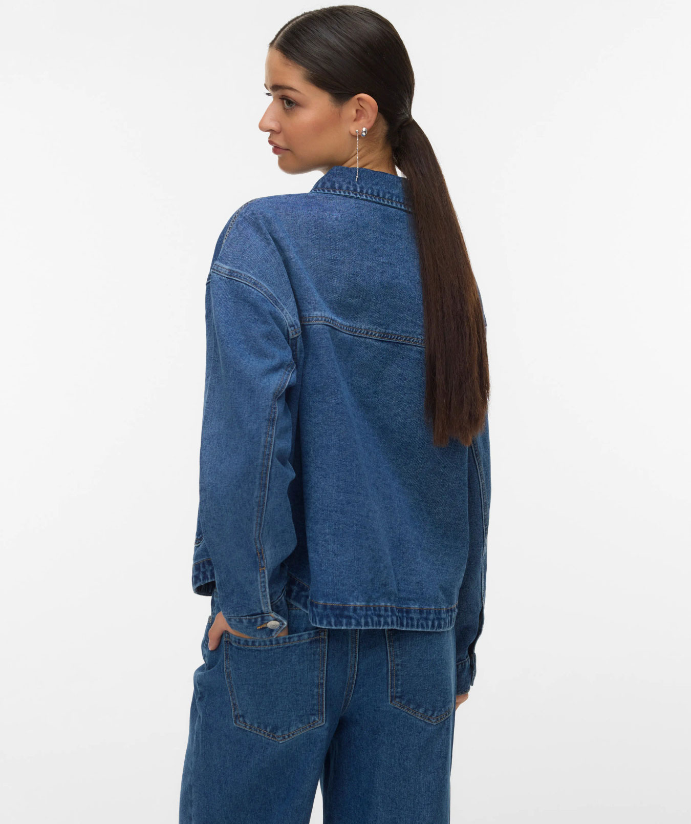 Vero Moda VMJAMIE Denim skjortejakke, Medium Blue Denim, large image number 3