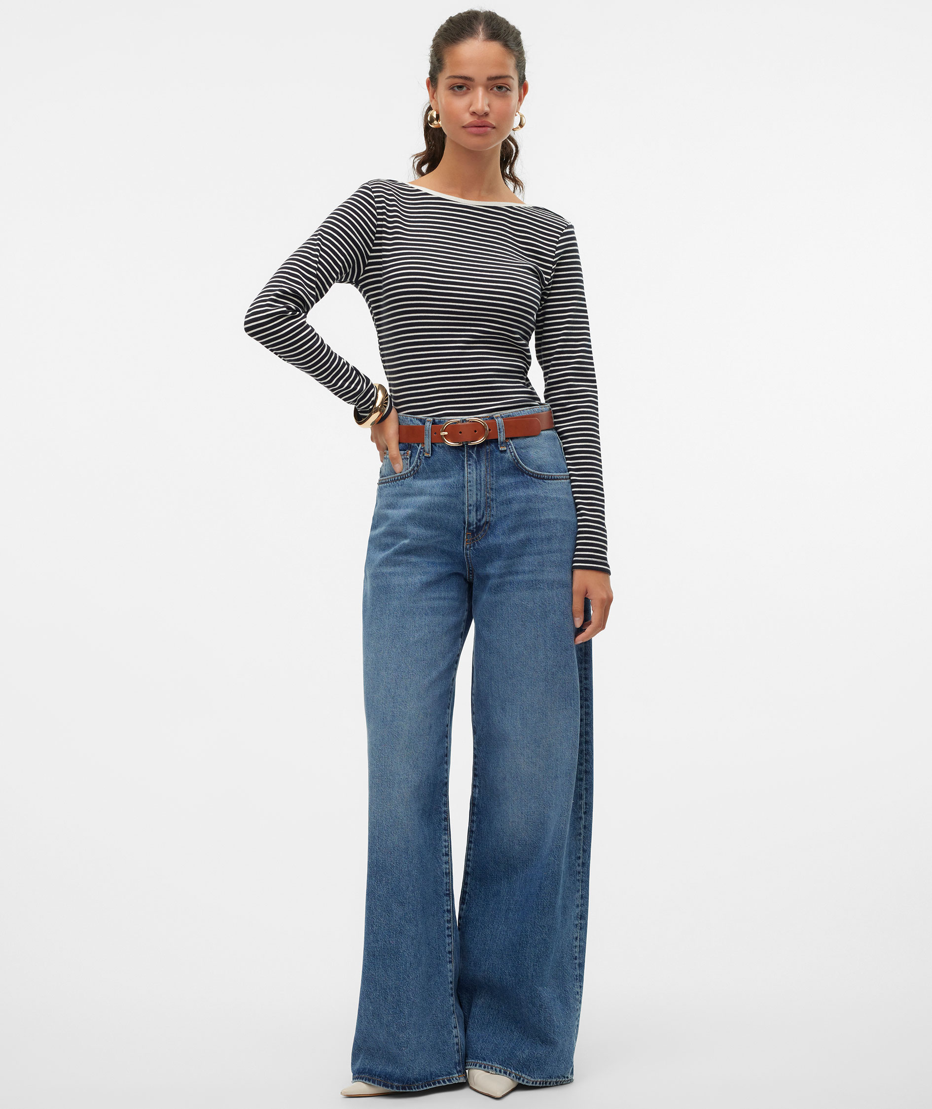 Vero Moda VMCHLOE 2-way damebluse, Black/Snow White, large image number 4