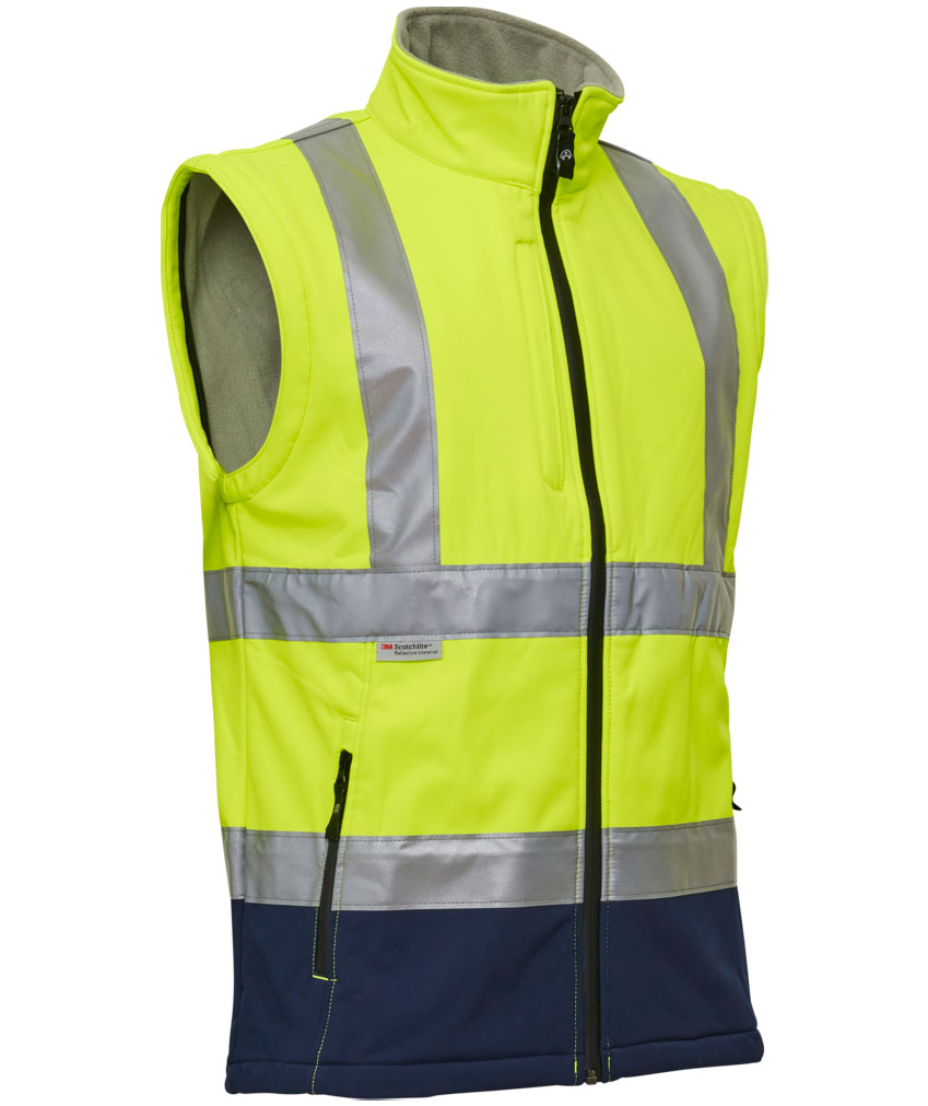 ELKA Visible Xtreme 2-i-1 softshelljakke, Hi-Vis gul/marinebl&aring;, large image number 2