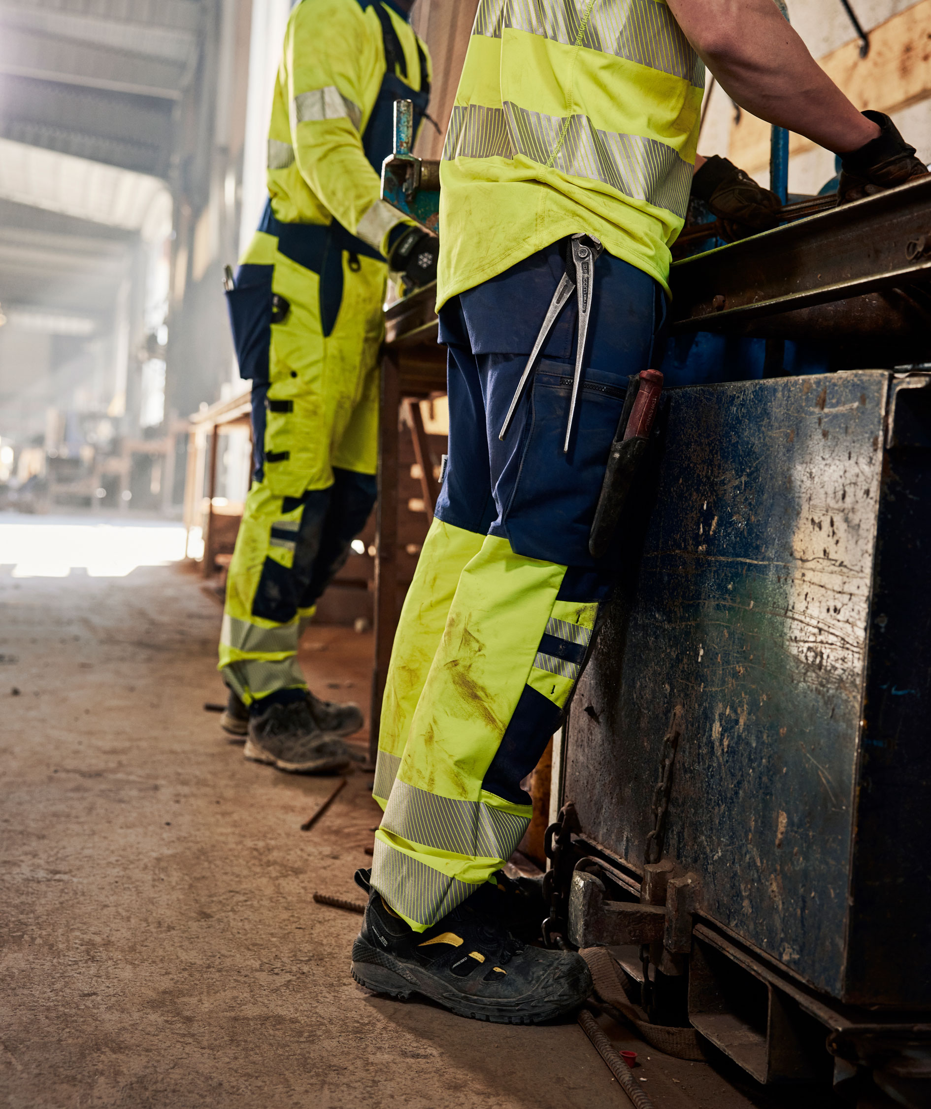 Fristads Green hantverksbyxa full stretch 2643 GSTP, Varsel gul/marinbl&aring;, large image number 4