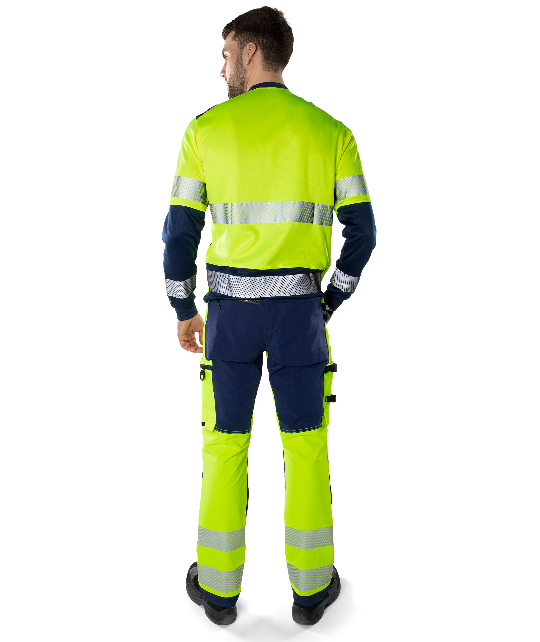 Fristads Green hantverksbyxa 2644 GSTP full stretch, Varsel yellow/marinbl&aring;, large image number 3