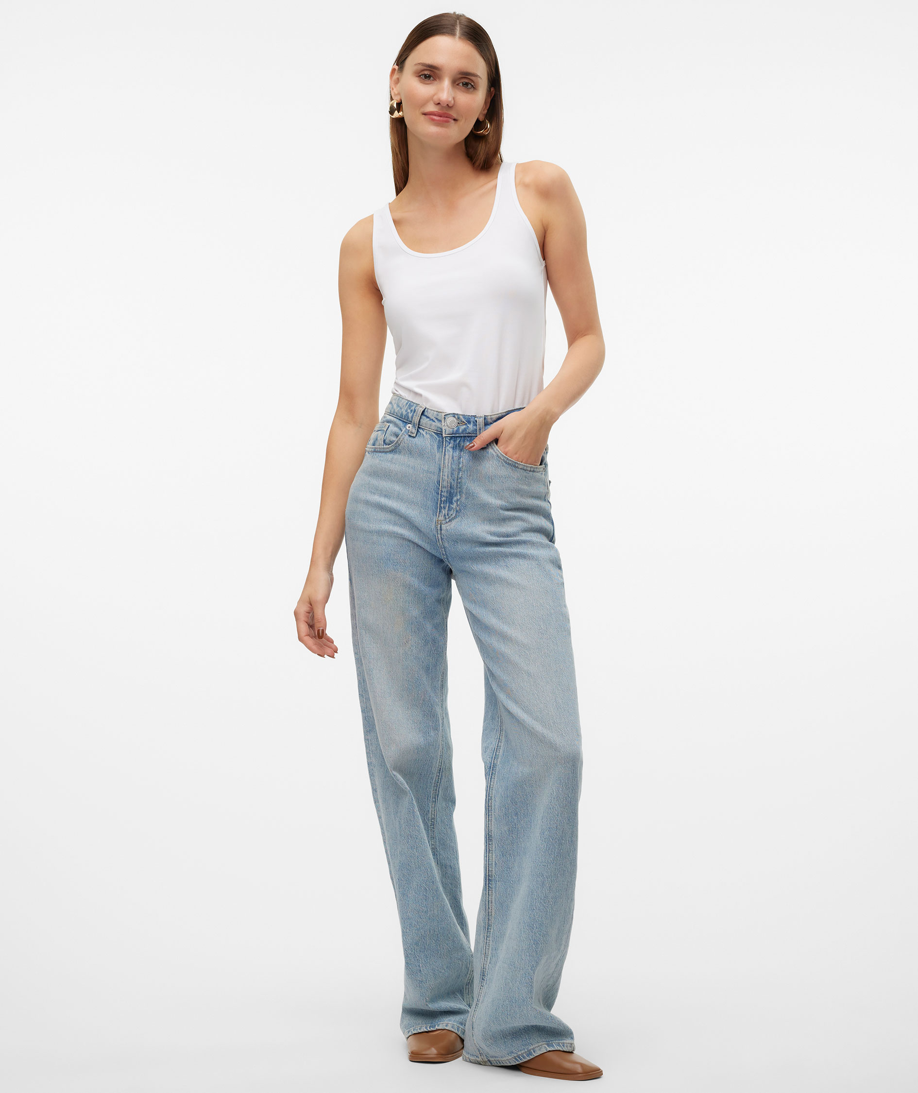 Vero Moda VMLULU lang dametop, Bright White, large image number 5