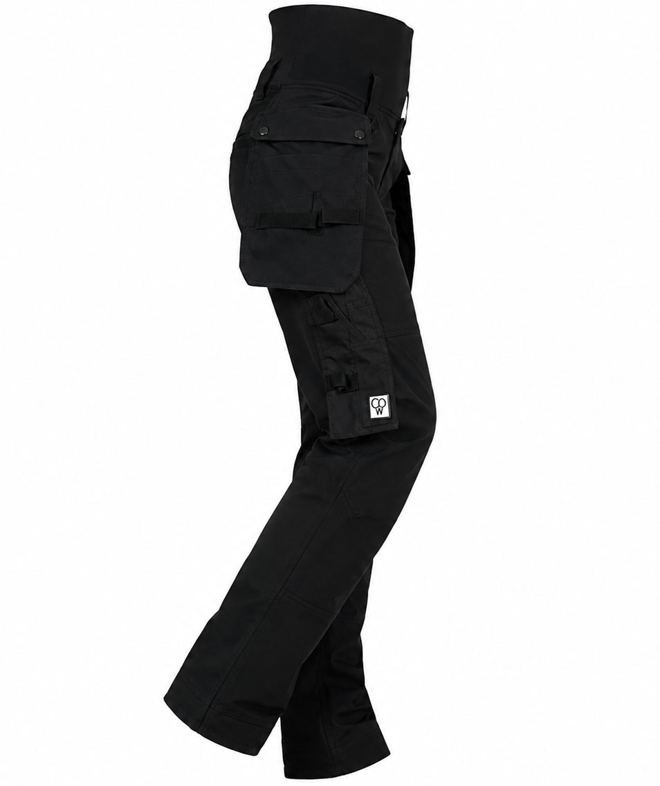 CO Workwear dame h&aring;ndv&aelig;rkerbukser full stretch, Sort, large image number 4