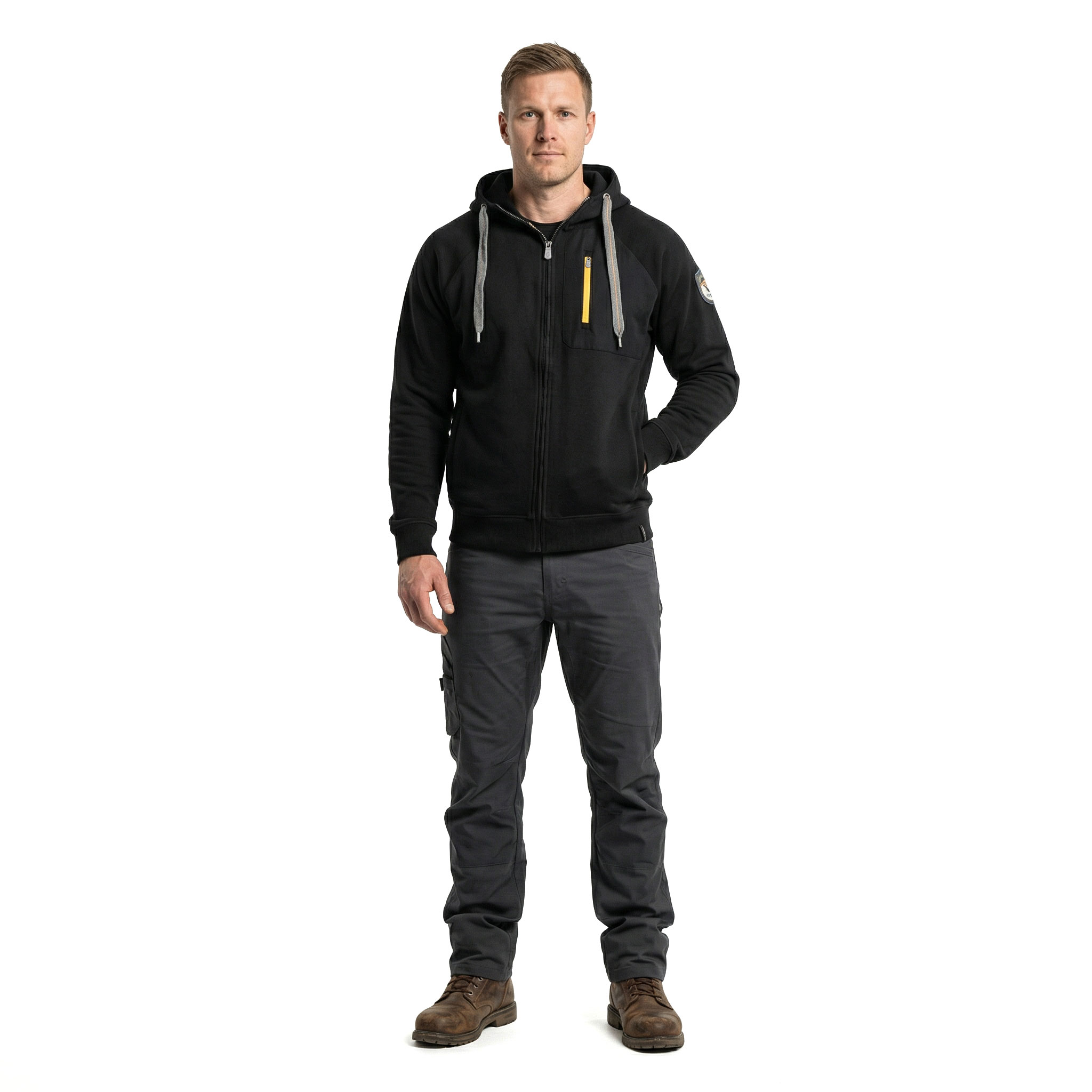 Grounded 7003 h&aelig;ttetr&oslash;je med lynl&aring;s, Black, large image number 2