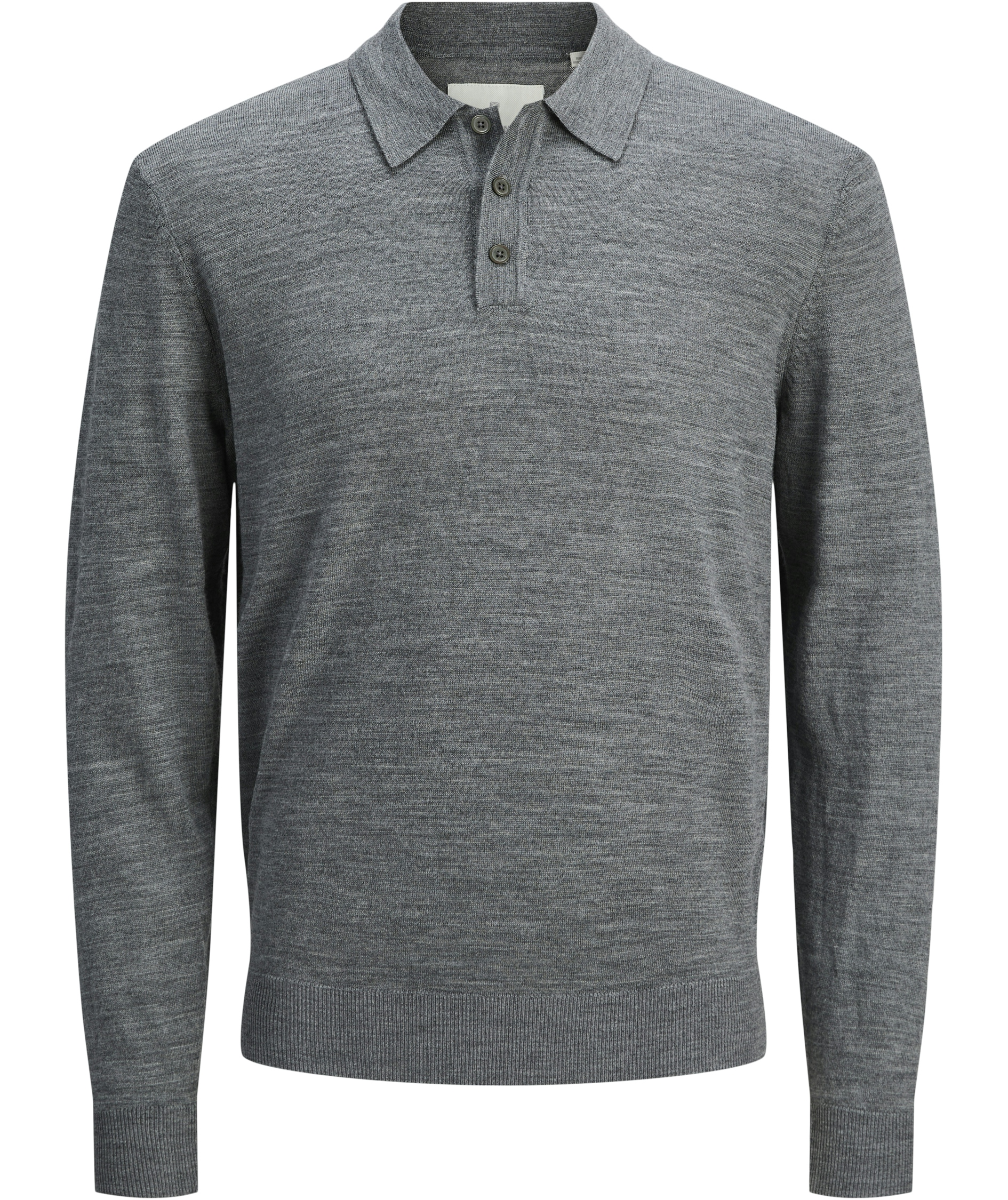 Jack & Jones Premium JPRBLAMERINO Polo Strickpullover mit Merinowolle, Medium Grey Melange, Medium Grey Melange, swatch