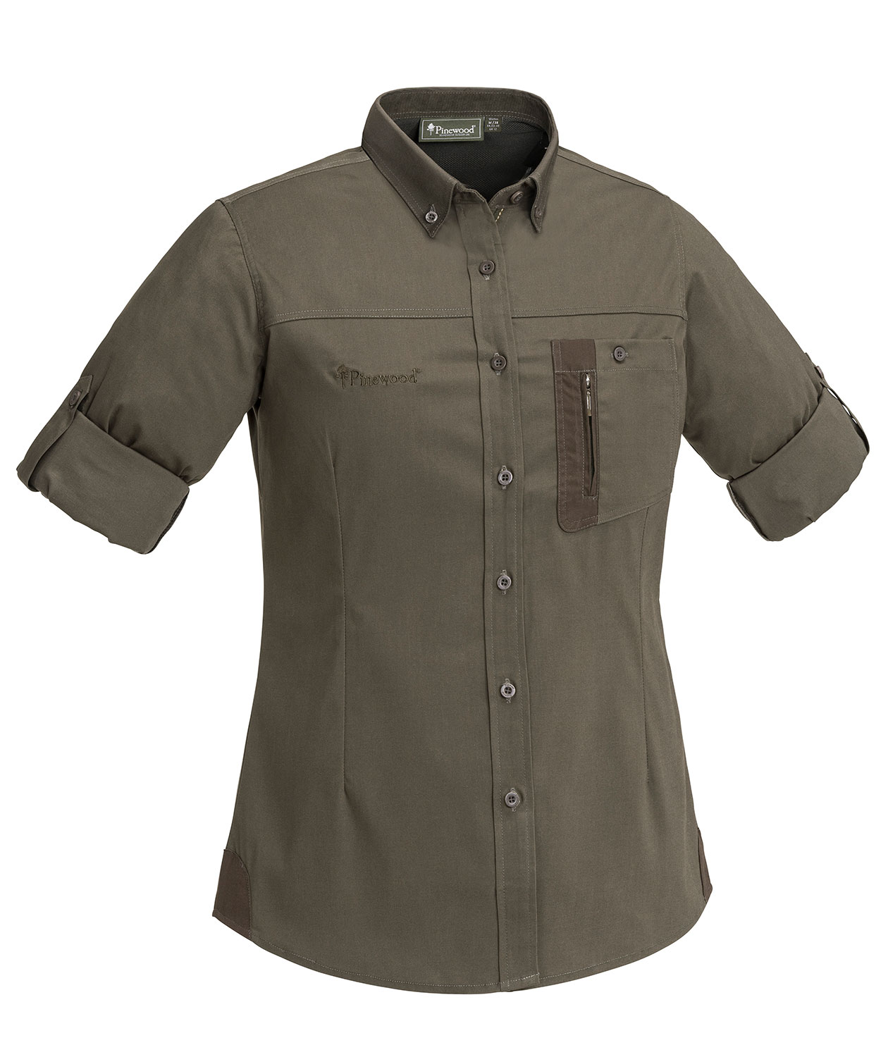 Pinewood Tiveden NatureSafe modern fit dameskjorte, M&oslash;rk oliven