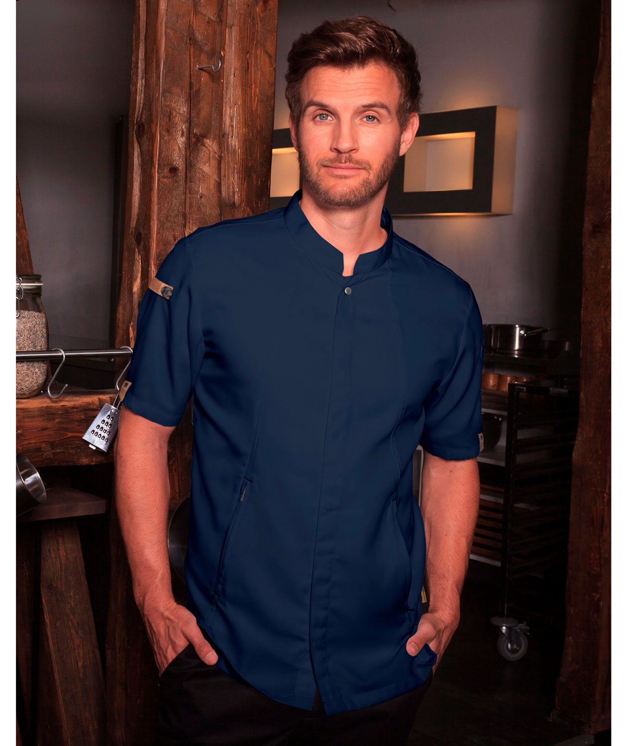 Karlowsky Green-generation kurz&auml;rmelige Kochjacke, Stahlblau