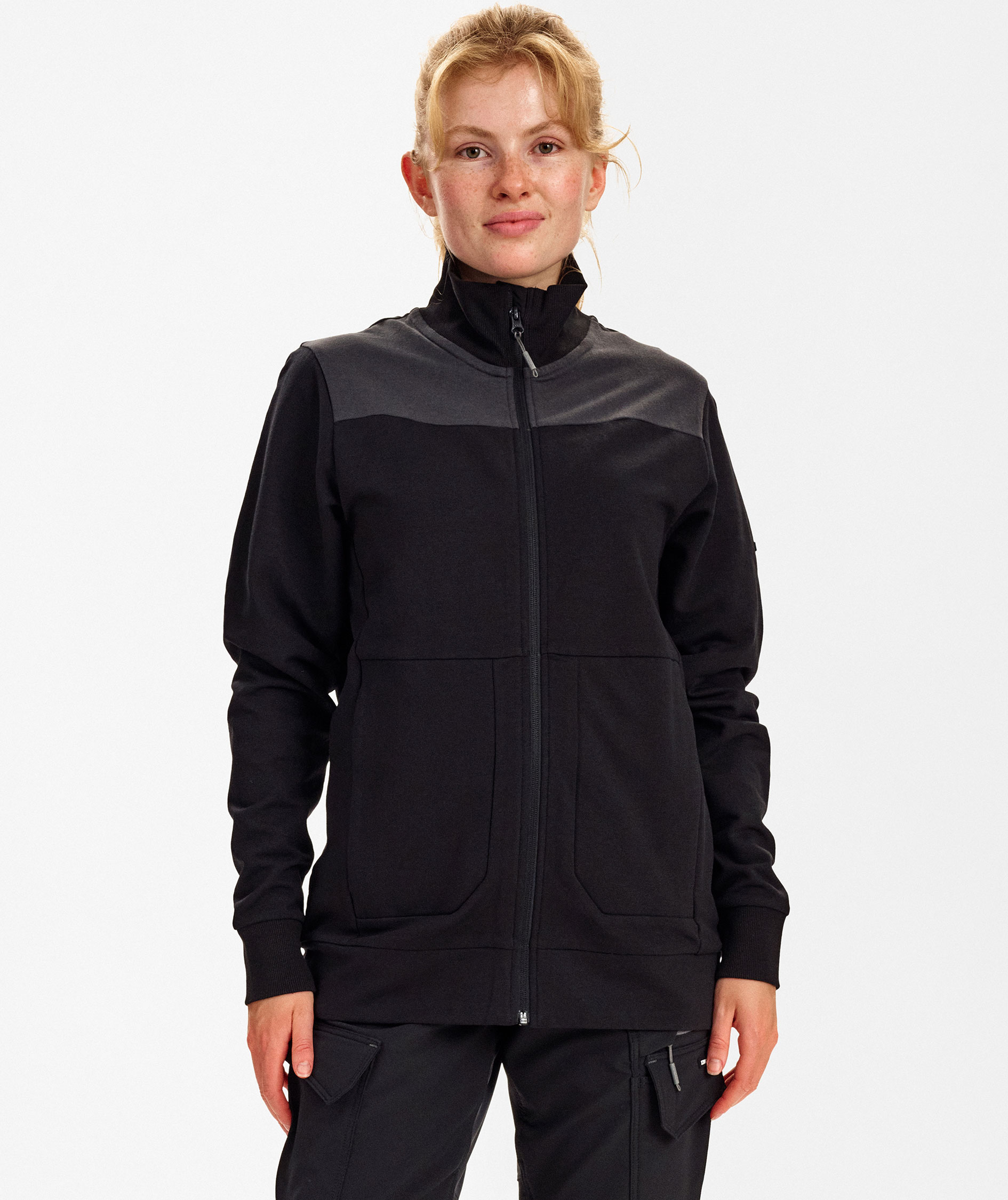 Engel Entire Damen Sweat Cardigan, Black/Anthracite Grey, large image number 1