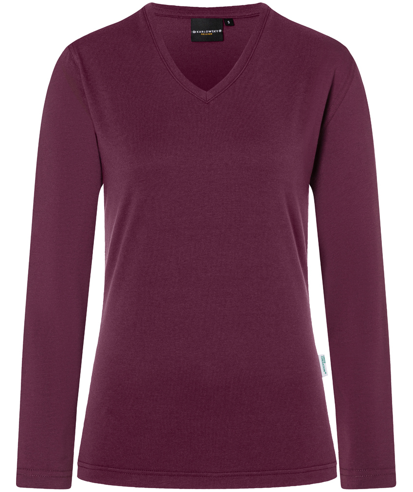 Karlowsky Casual-Flair langermet dame T-skjorte, Aubergine