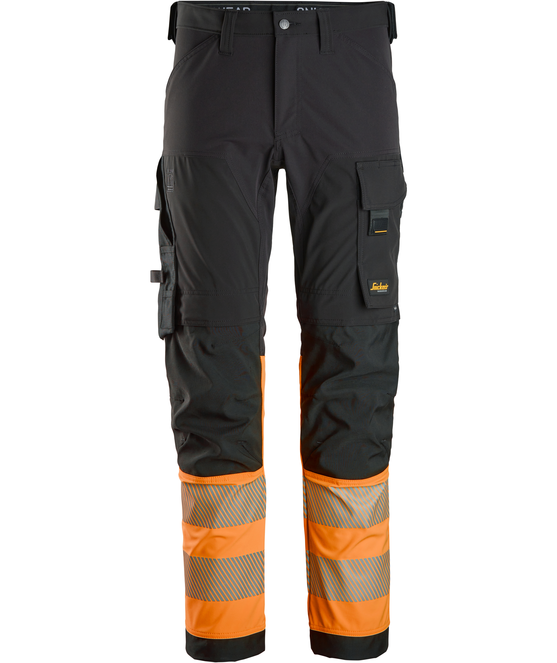 Snickers work trousers 6335 full stretch, Hi-Vis Black/Orange