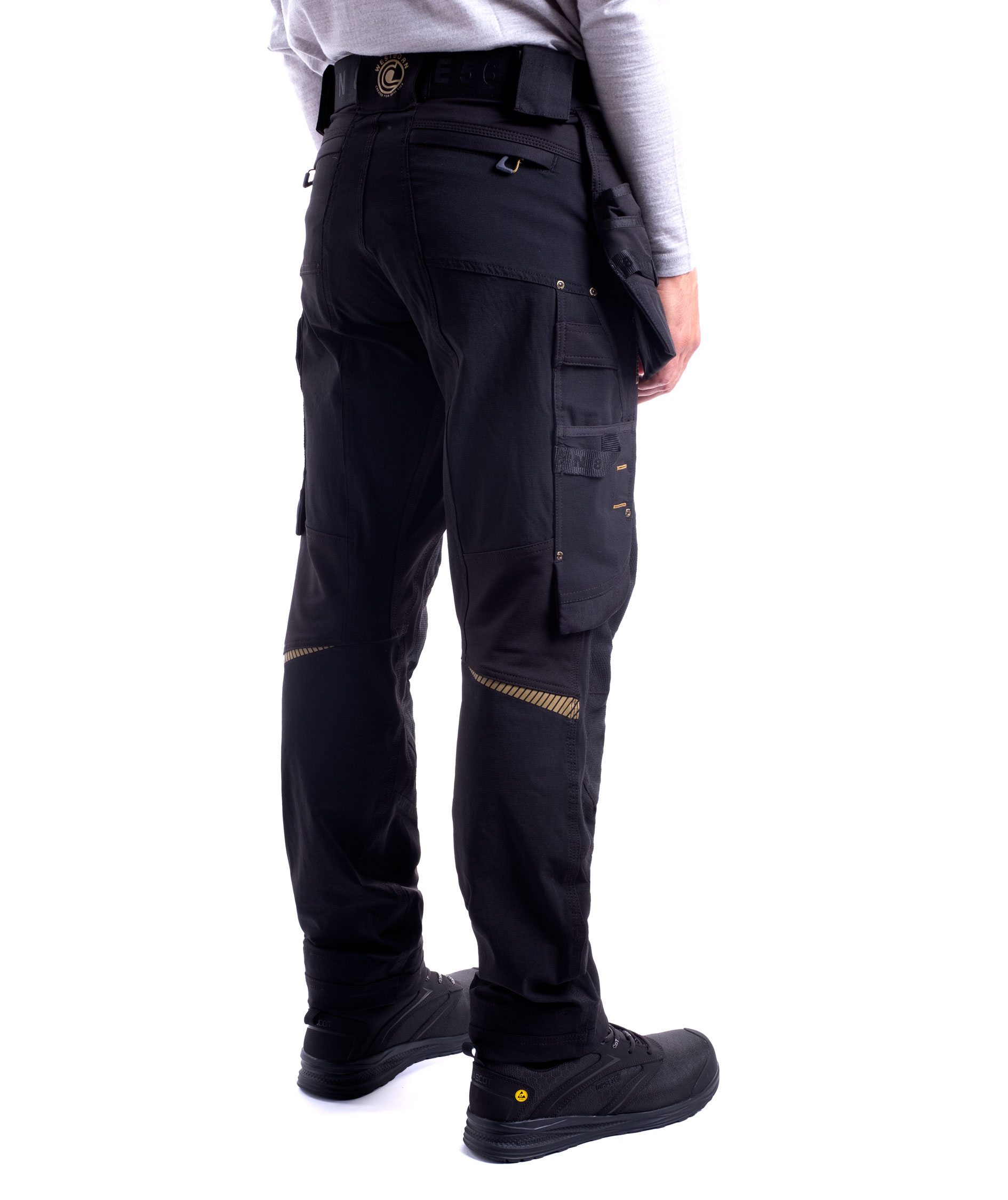 Westborn h&aring;ndv&aelig;rkerbukser full stretch, Black, large image number 2