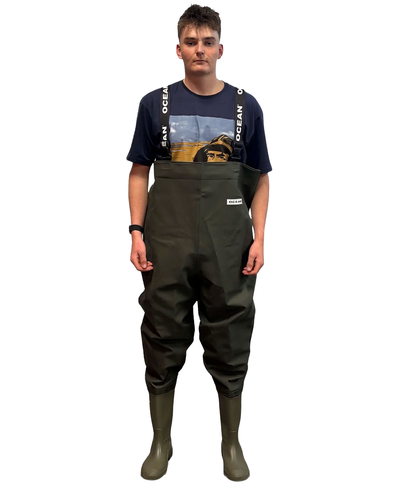 Ocean Deluxe+ waders med Dunlop st&oslash;vler, Olivengr&oslash;n