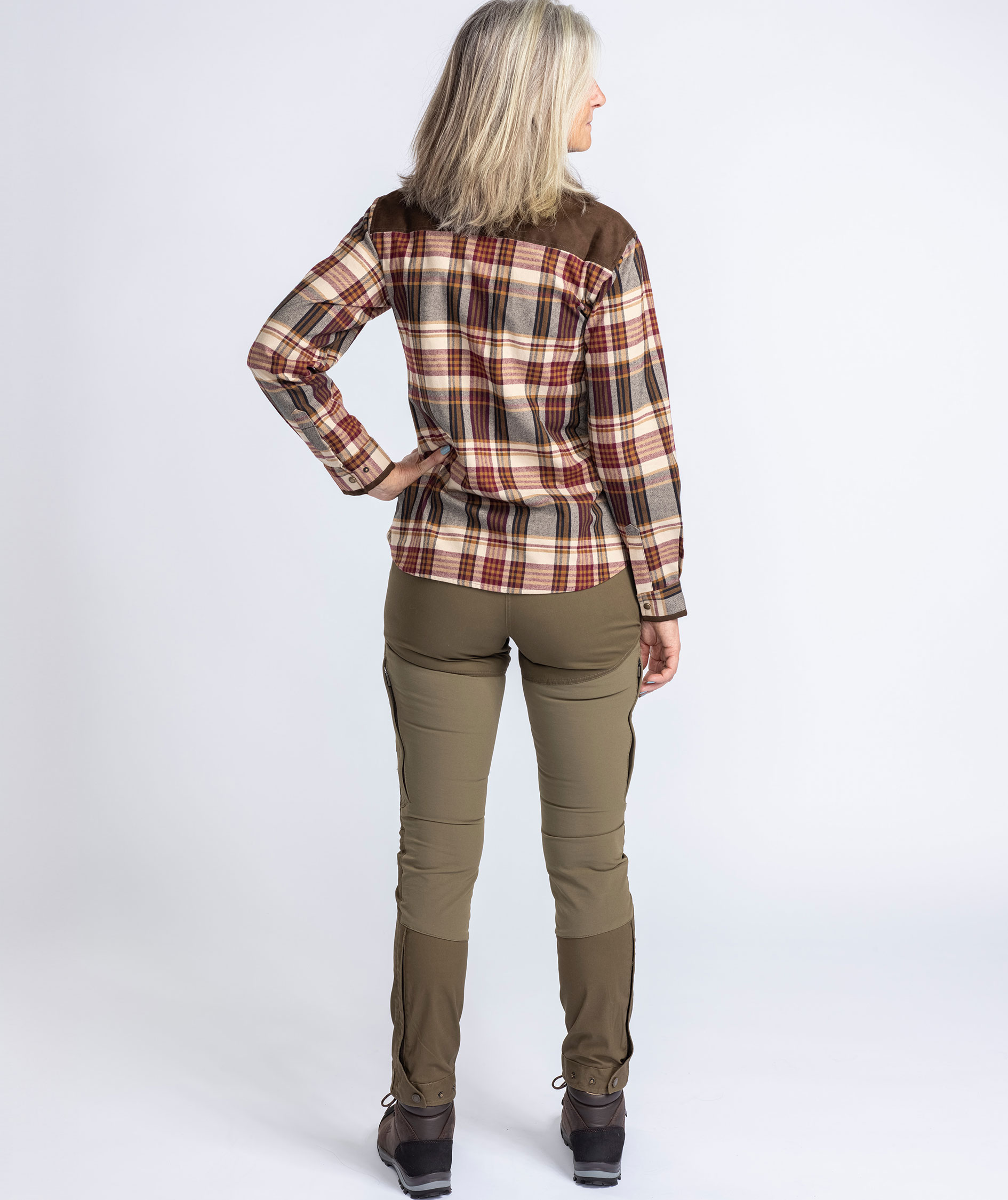 Pinewood Prestwick Exclusive dame flannelskjorte, Bordeaux/Beige, large image number 3