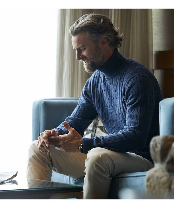 Cutter & Buck Blakely striktr&oslash;je med rullekrave, Navy melange, large image number 4