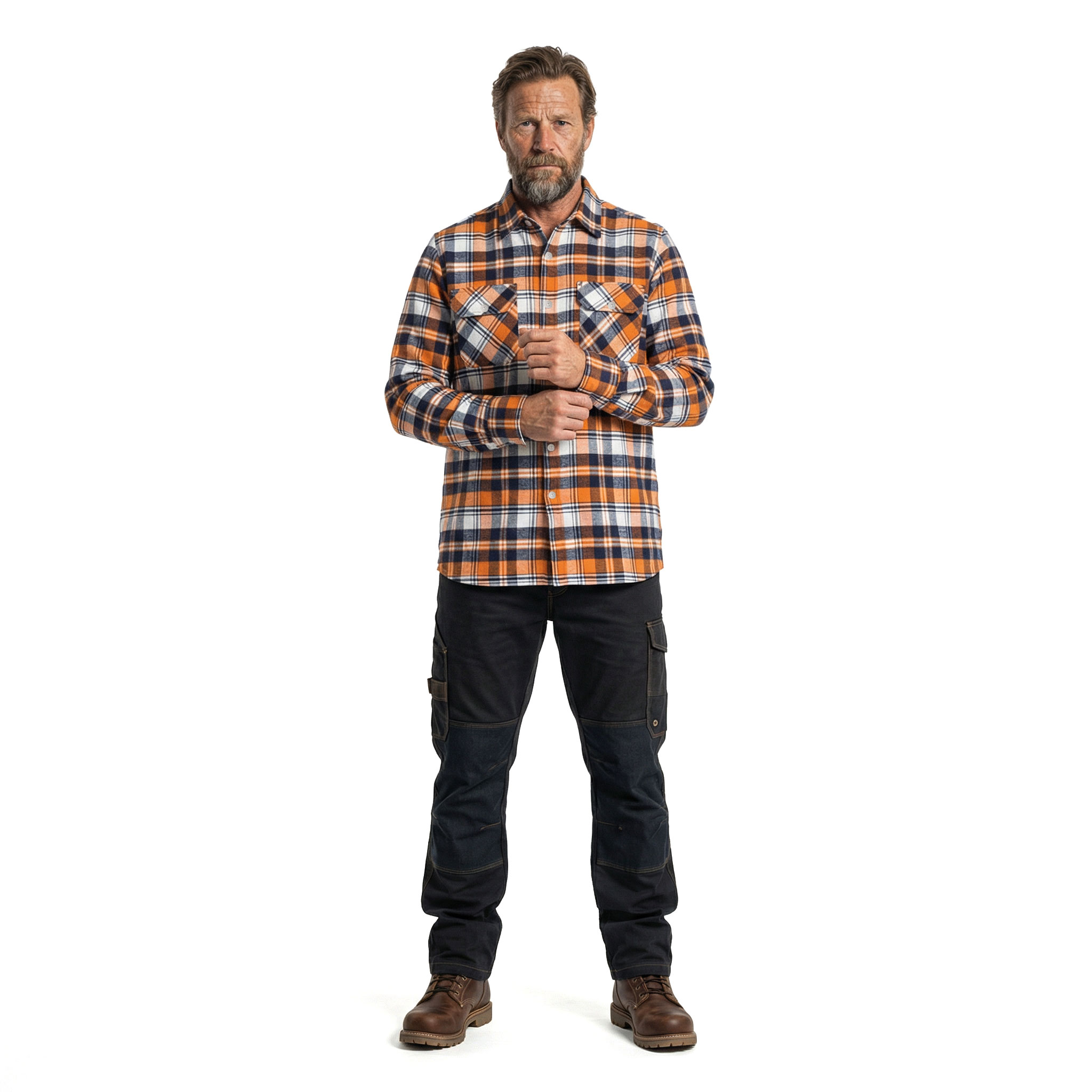 ID Green Leaf flannel shirt, Orange, large image number 2