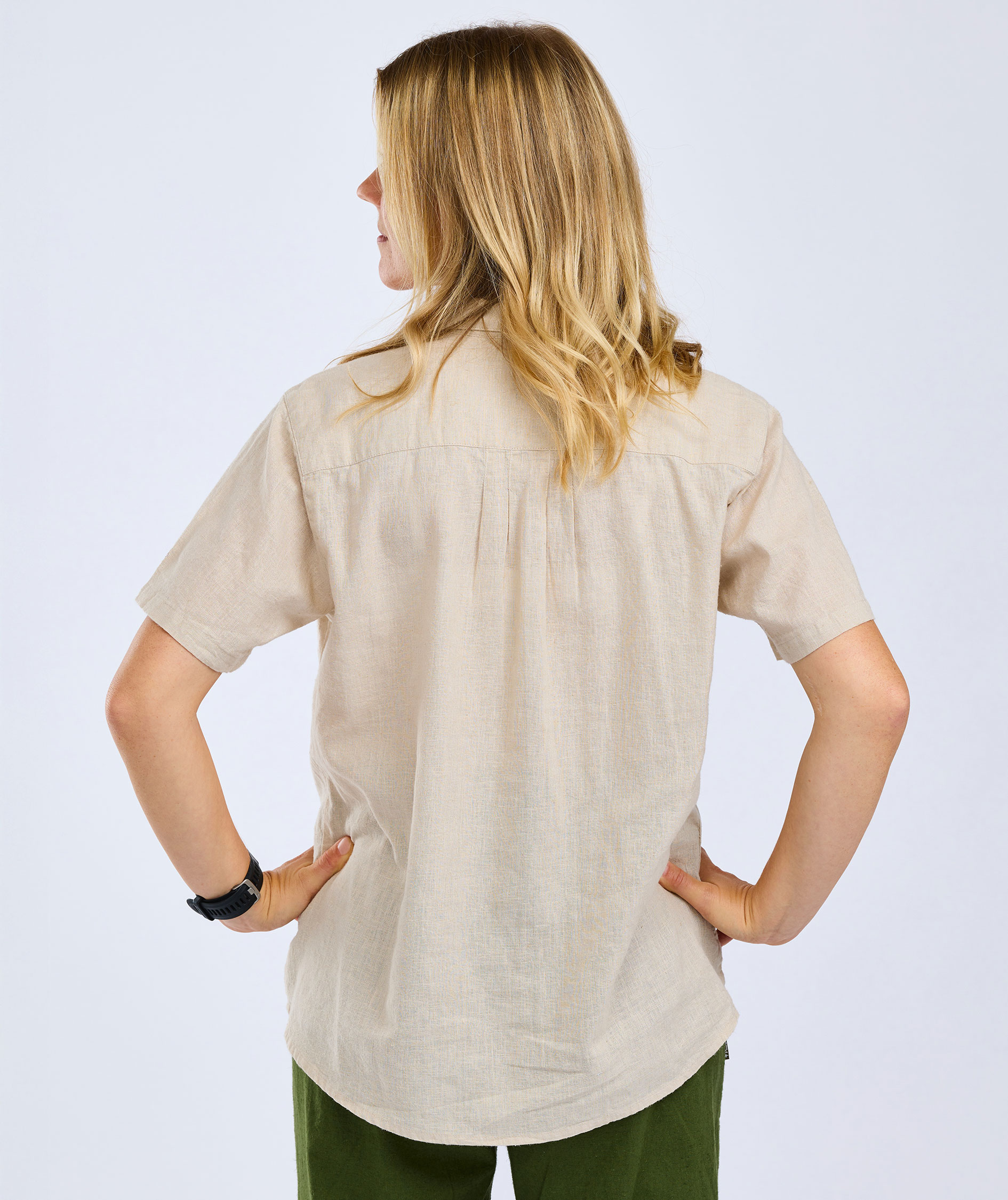 Pinewood V&auml;rnamo kort&aelig;rmet dameskjorte, Linen Beige, large image number 3