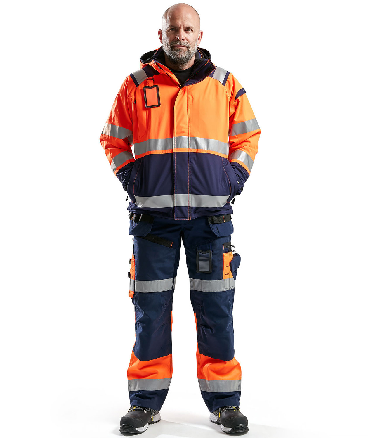 Bl&aring;kl&auml;der Shelljacke, Hi-vis Orange/Marine, large image number 1