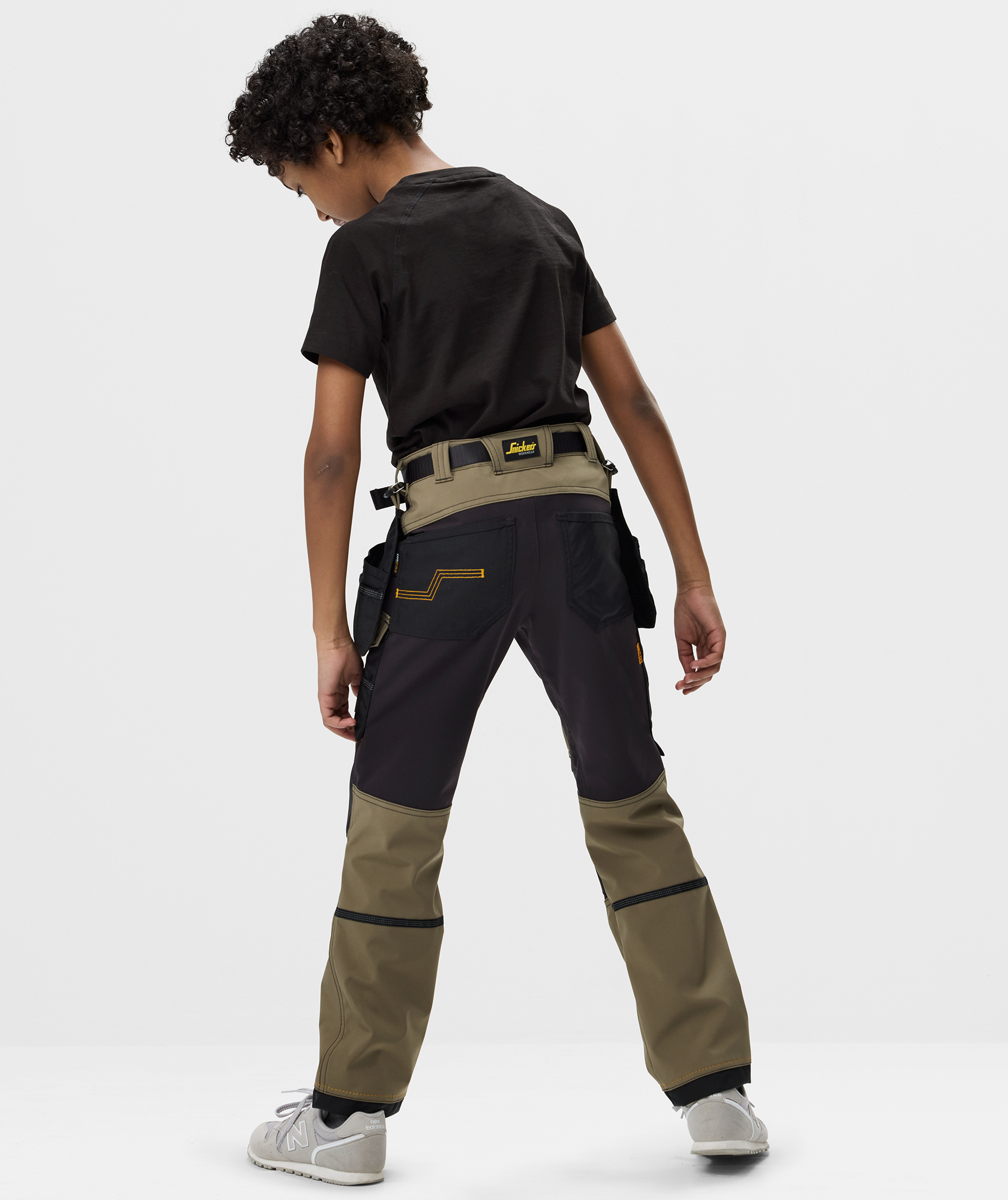 Snickers AllroundWork h&aring;ndv&aelig;rkerbukser 7575 til b&oslash;rn full stretch, Khaki Green/Black, large image number 3